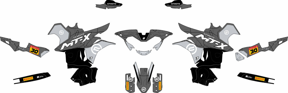 CF MOTO MT-X 800-1000 FULL GRAPHICS KIT ''TOPOGRAPH GREY'' DESIGN