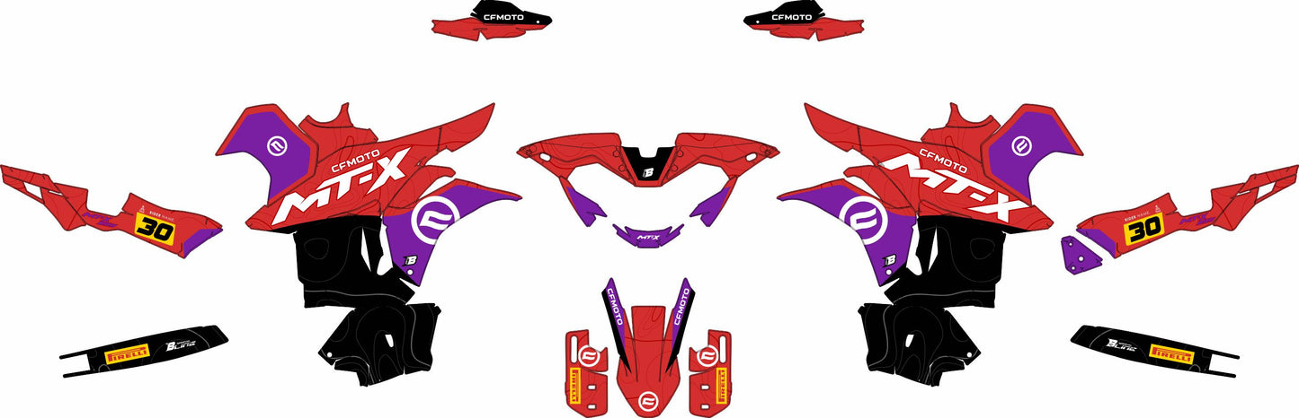 CF MOTO MT-X 800-1000 FULL GRAPHICS KIT ''TOPOGRAPH RED'' DESIGN