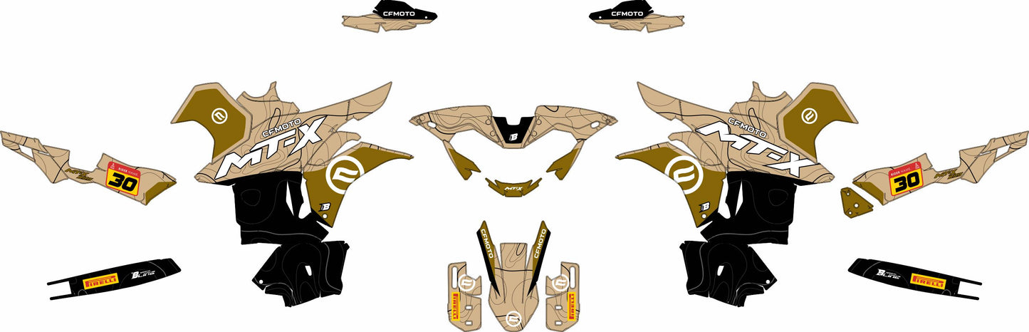 CF MOTO MT-X 800-1000 FULL GRAPHICS KIT ''TOPOGRAPH SAND'' DESIGN