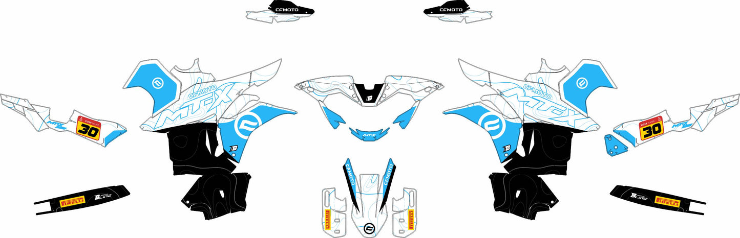 CF MOTO MT-X 800-1000 FULL GRAPHICS KIT ''TOPOGRAPH WHITE'' DESIGN