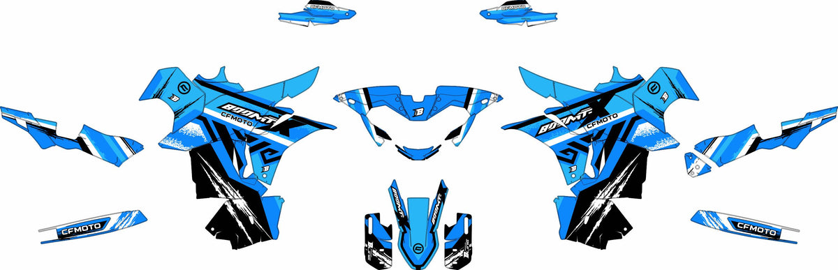 CF MOTO MT-X 800-1000 FULL GRAPHICS KIT ''TRANCED BLUE'' DESIGN