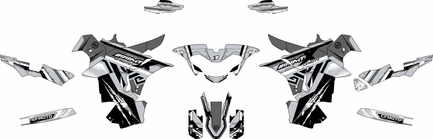 CF MOTO MT-X 800-1000 FULL GRAPHICS KIT ''TRANCED GREY'' DESIGN