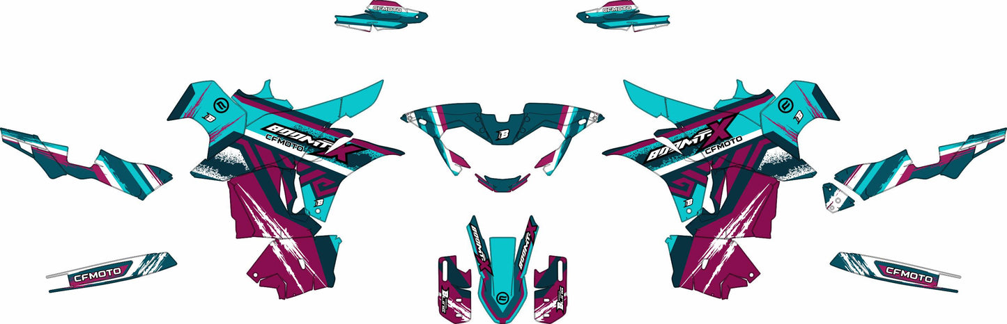 CF MOTO MT-X 800-1000 FULL GRAPHICS KIT ''TRANCED MINT'' DESIGN