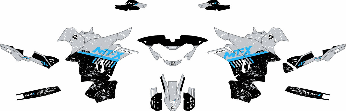 CF MOTO MT-X 800-1000 FULL GRAPHICS KIT ''DIRTED GREY'' DESIGN