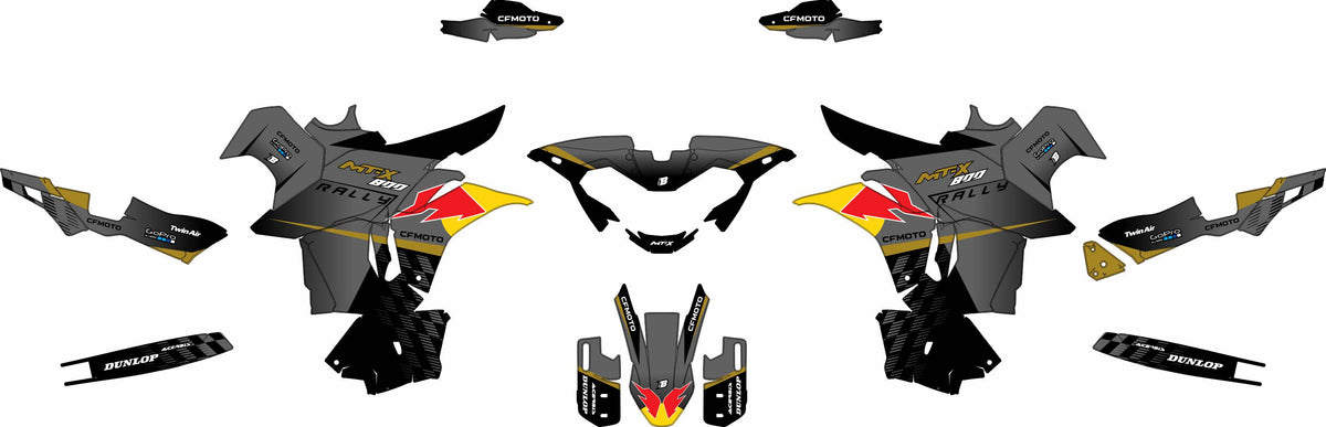 CF MOTO MT-X 800-1000 FULL GRAPHICS KIT ''FACTORY BLACK'' DESIGN