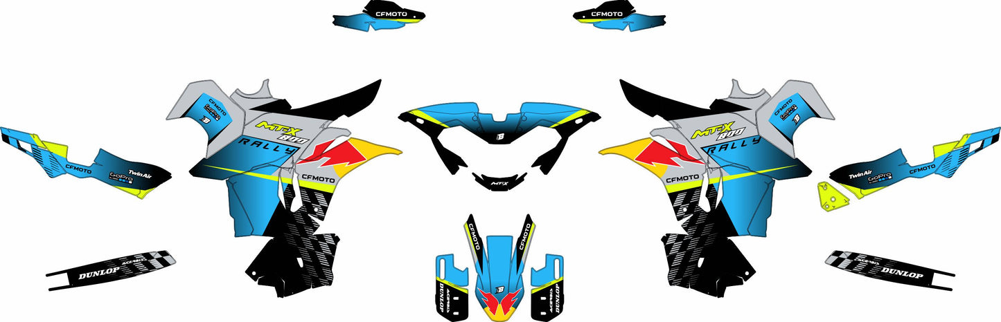CF MOTO MT-X 800-1000 FULL GRAPHICS KIT ''FACTORY BLUE'' DESIGN