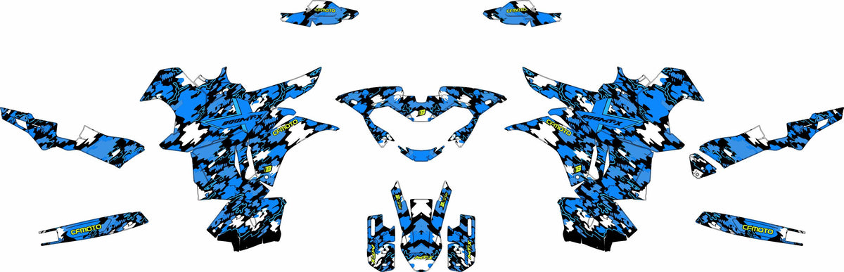 CF MOTO MT-X 800-1000 FULL GRAPHICS KIT ''CAMO V1 BLUE'' DESIGN