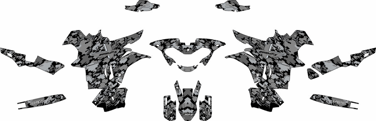 CF MOTO MT-X 800-1000 FULL GRAPHICS KIT ''CAMO V1 GREY'' DESIGN