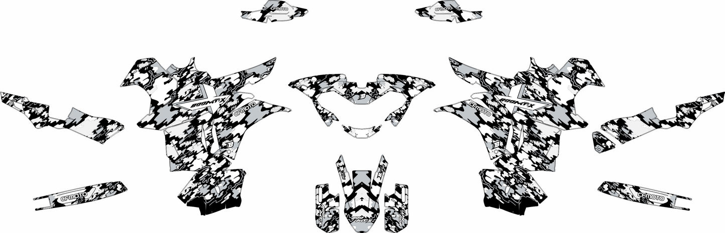 CF MOTO MT-X 800-1000 FULL GRAPHICS KIT ''CAMO V1 WHITE'' DESIGN