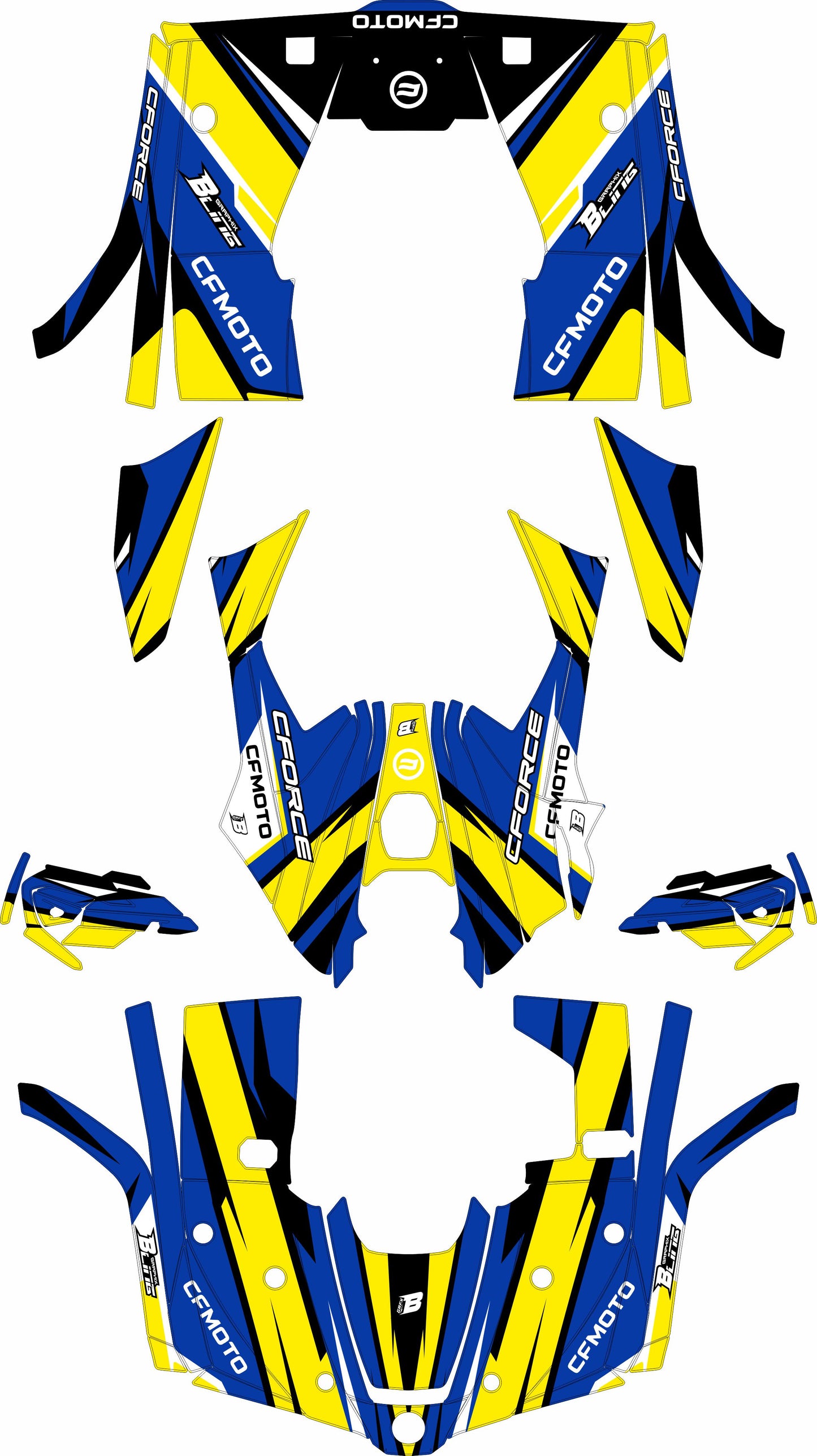 CFMOTO CFORCE 400 520 FULL GRAPHICS KIT ''ATOM BLUE'' DESIGN