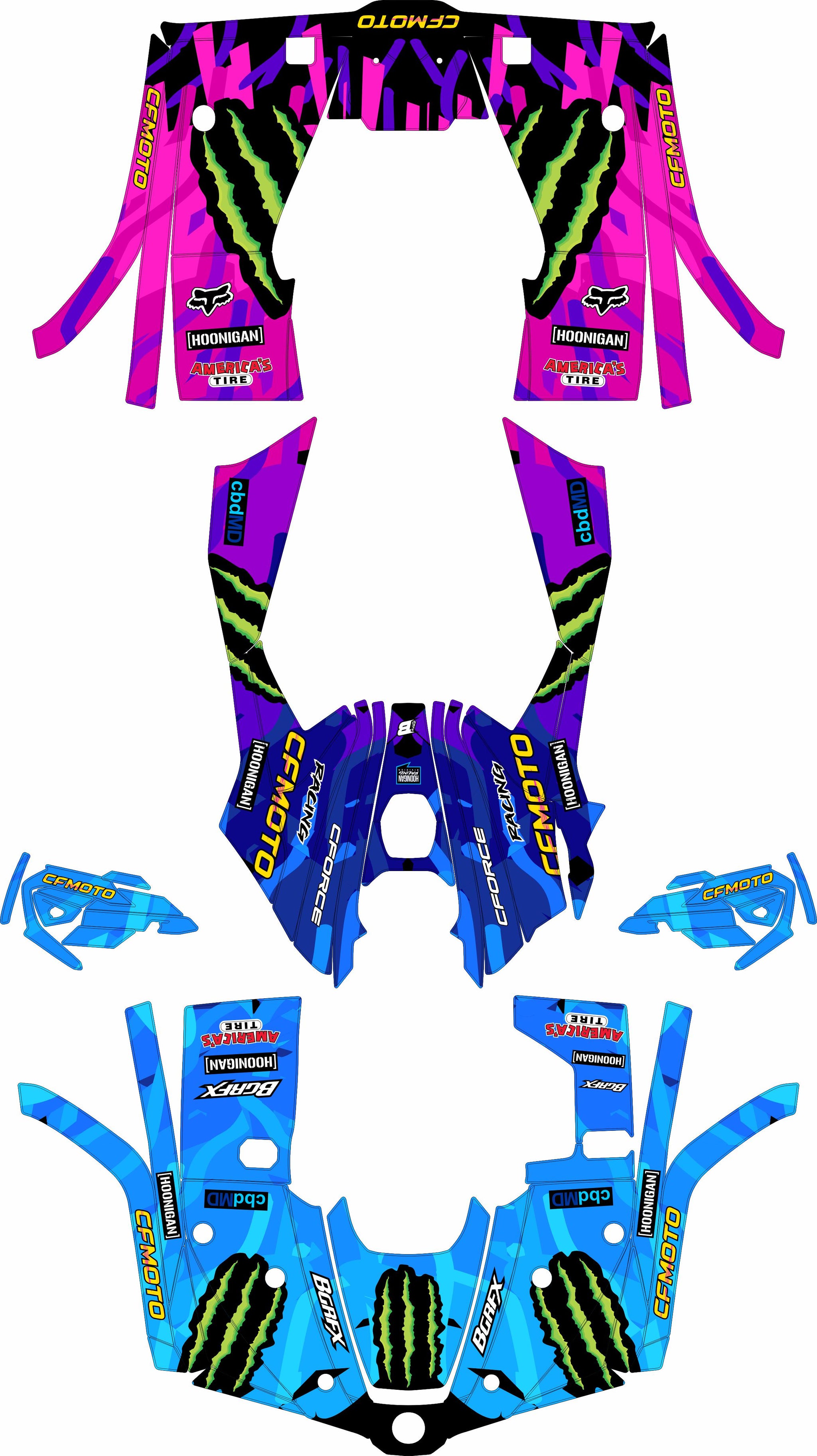 CFMOTO CFORCE 400 520 FULL GRAPHICS KIT ''HOONIGAN RETRO'' DESIGN ...