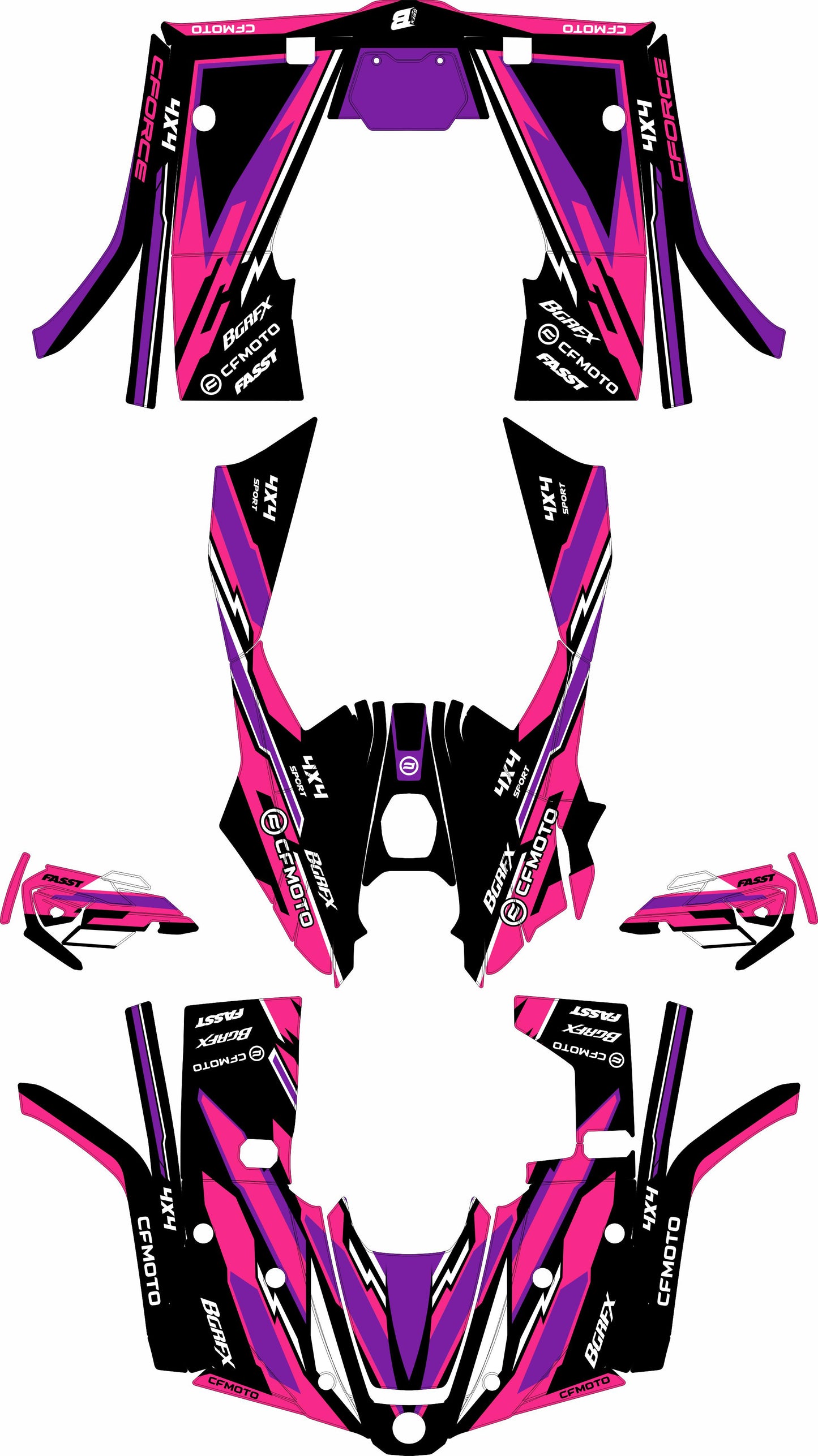 CFMOTO CFORCE 400 520 FULL GRAPHICS KIT ''TANTRUM PINK'' DESIGN