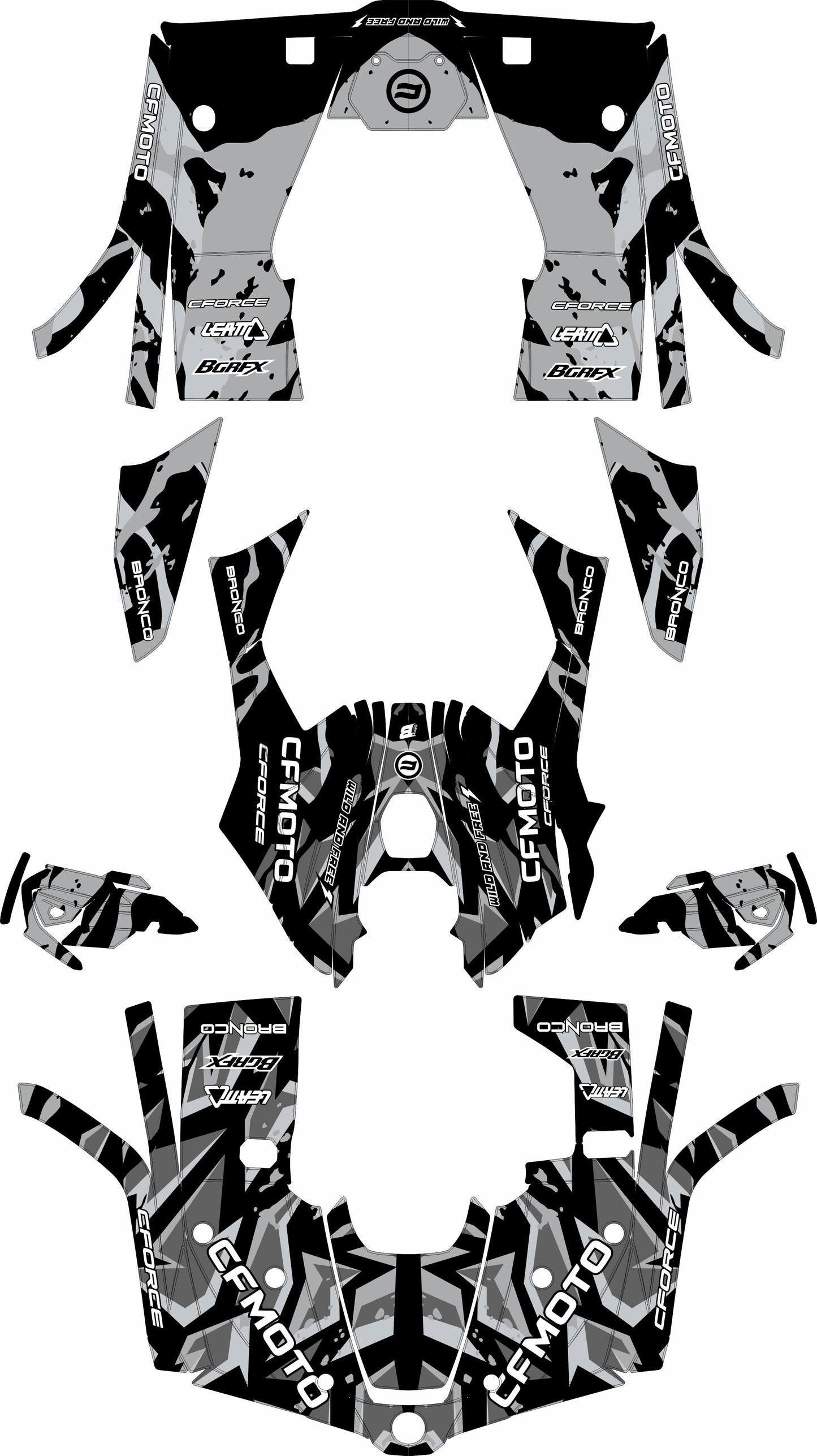 CFMOTO CFORCE 400 520 FULL GRAPHICS KIT ''CAMED GREY'' DESIGN