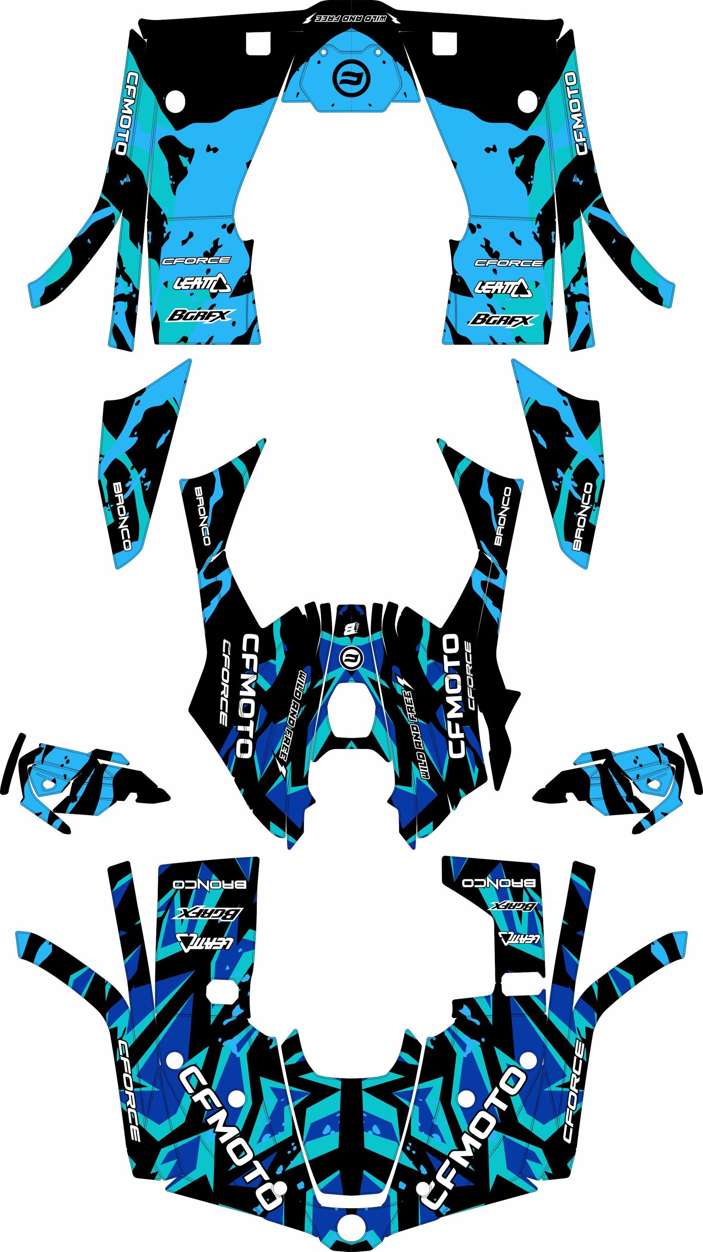 CFMOTO CFORCE 400 520 FULL GRAPHICS KIT ''CAMED MINT'' DESIGN