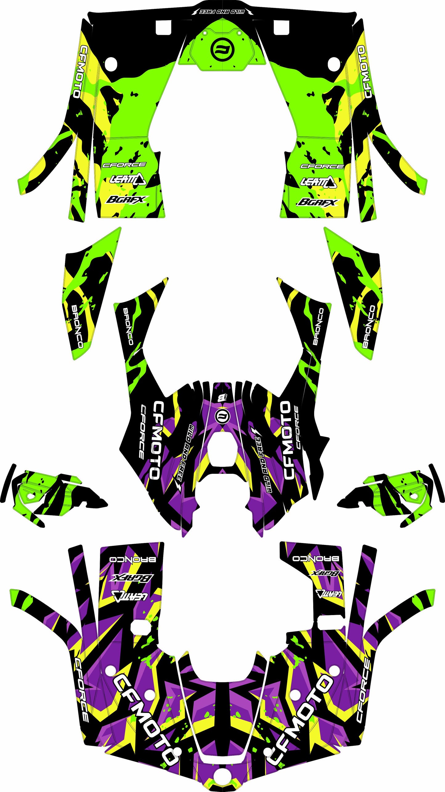 CFMOTO CFORCE 400 520 FULL GRAPHICS KIT ''CAMED PURPLE'' DESIGN