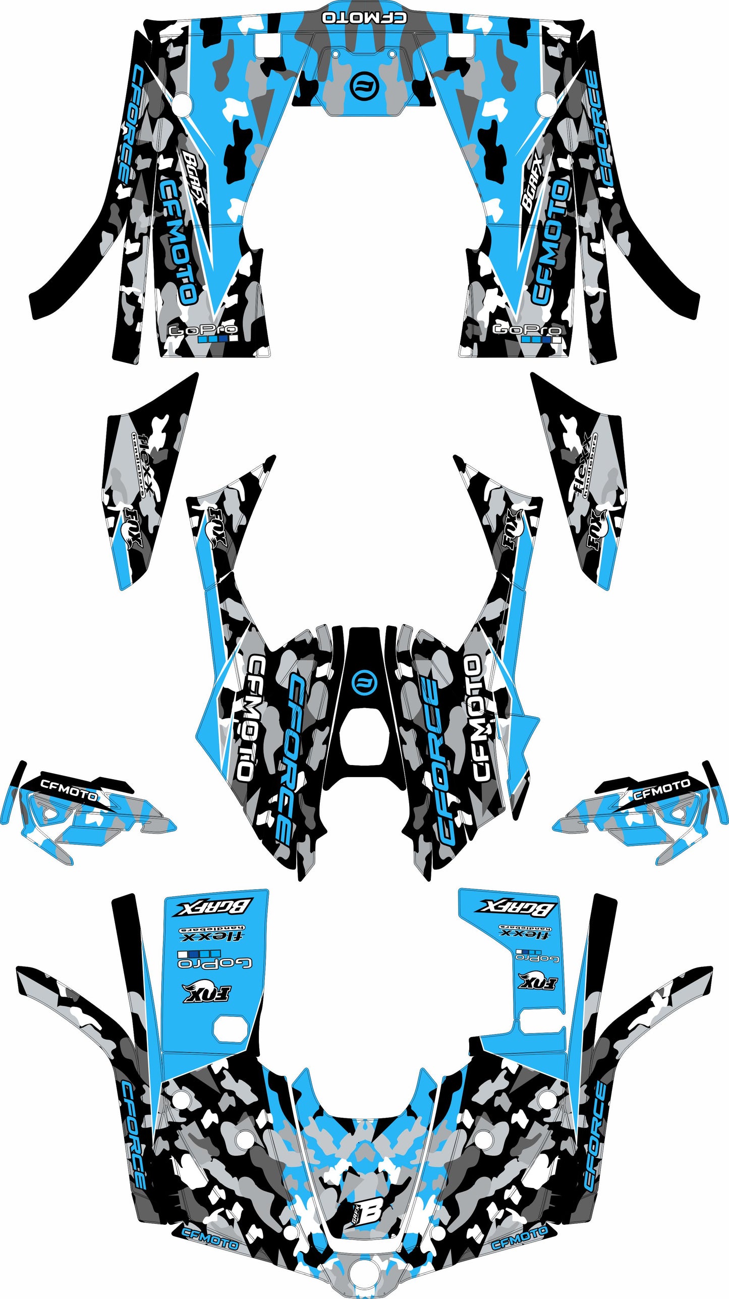 CFMOTO CFORCE 400 520 FULL GRAPHICS KIT ''CAMO BLUE'' DESIGN