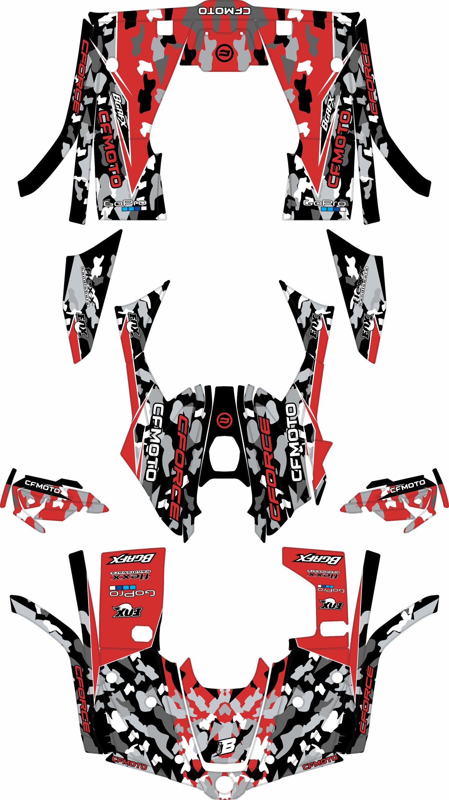 CFMOTO CFORCE 400 520 FULL GRAPHICS KIT ''CAMO RED'' DESIGN