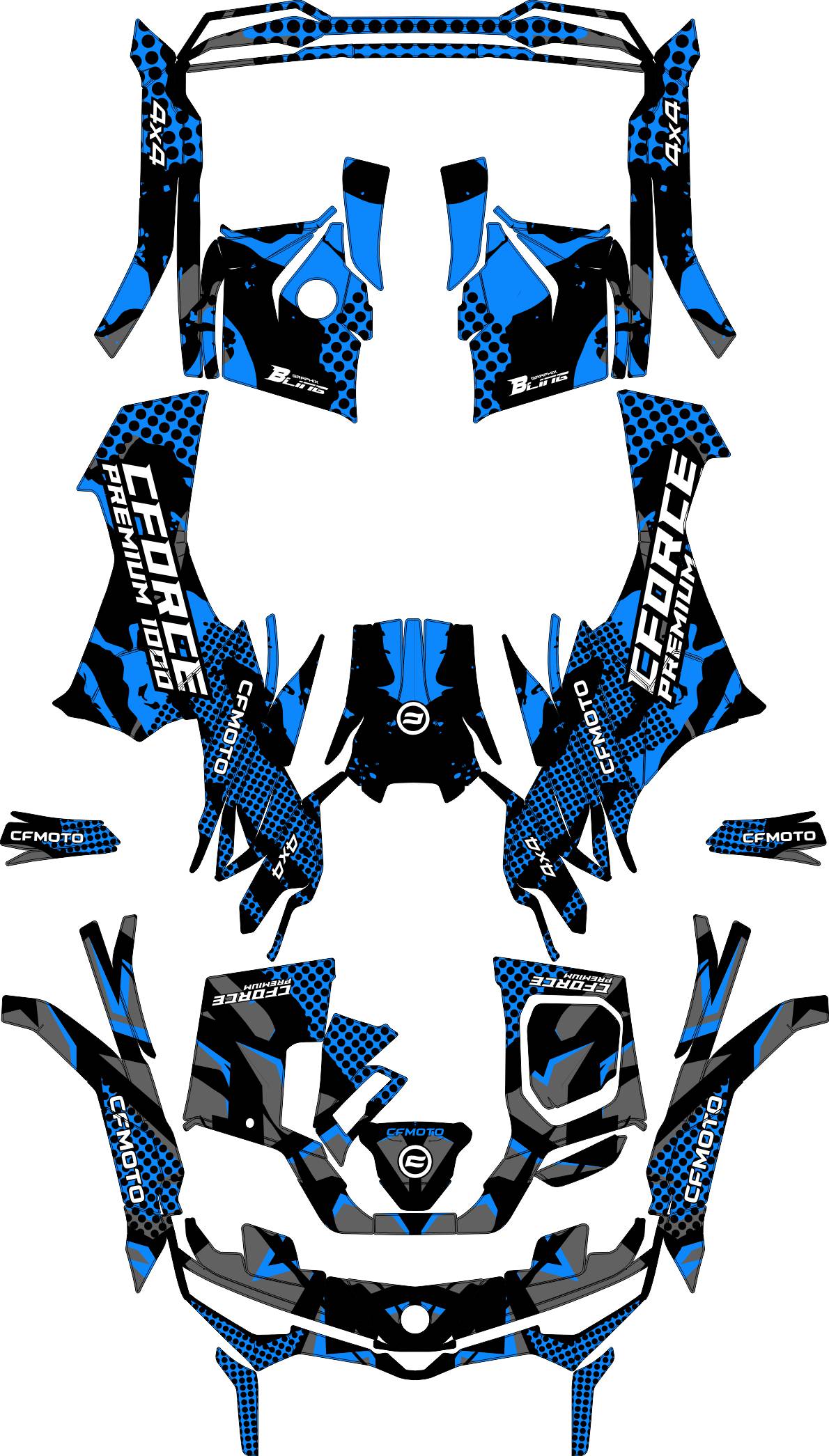 CFMOTO CFORCE G3 FULL GRAPHICS KIT ''ACID BLUE'' DESIGN