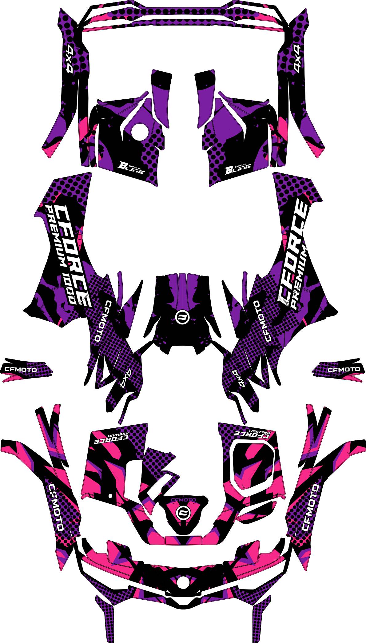 CFMOTO CFORCE G3 FULL GRAPHICS KIT ''ACID PURPLE'' DESIGN