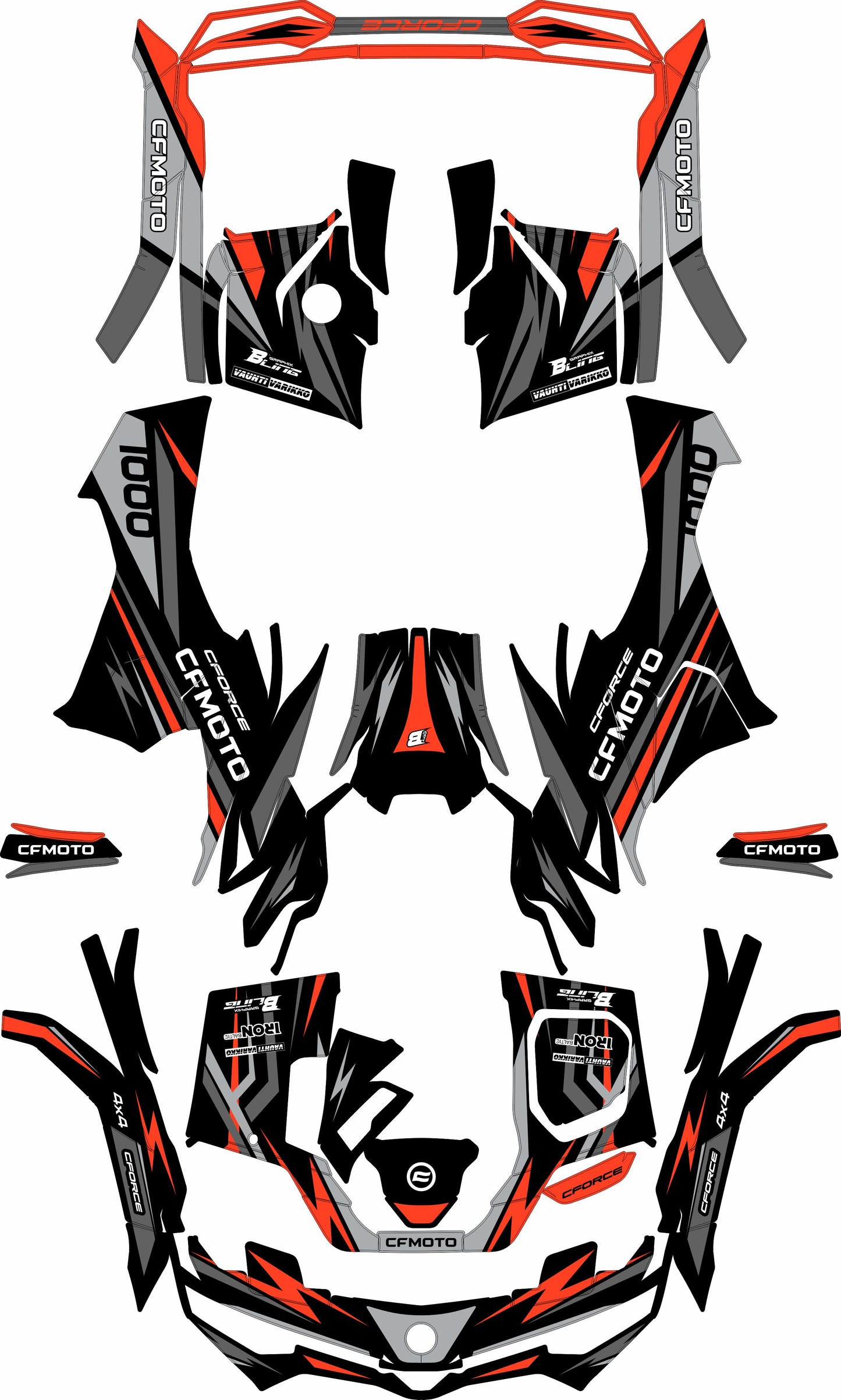 CFMOTO CFORCE G3 FULL GRAPHICS KIT ''FACTORED ORANGE'' DESIGN