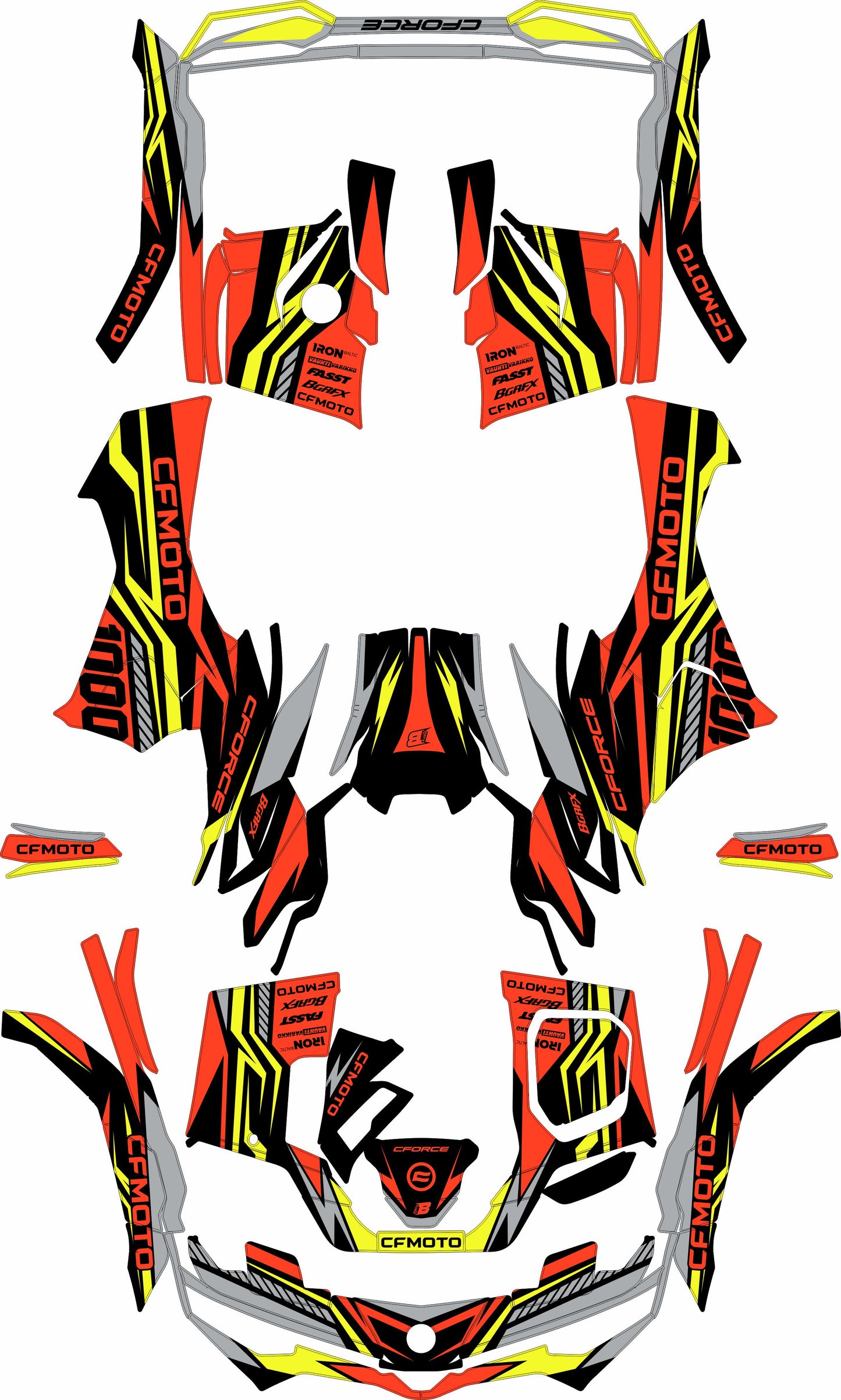 CFMOTO CFORCE G3 FULL GRAPHICS KIT ''FUSION FLUO'' DESIGN bling graphix