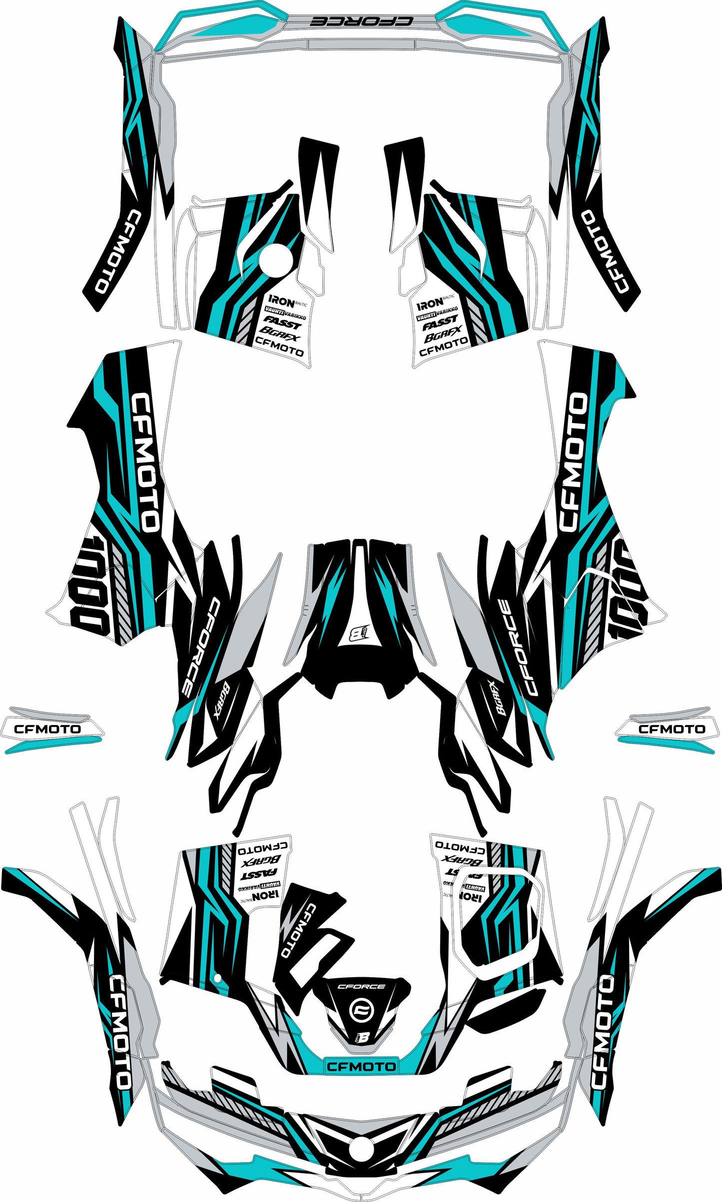 CFMOTO CFORCE G3 FULL GRAPHICS KIT ''FUSION MINT'' DESIGN bling graphix