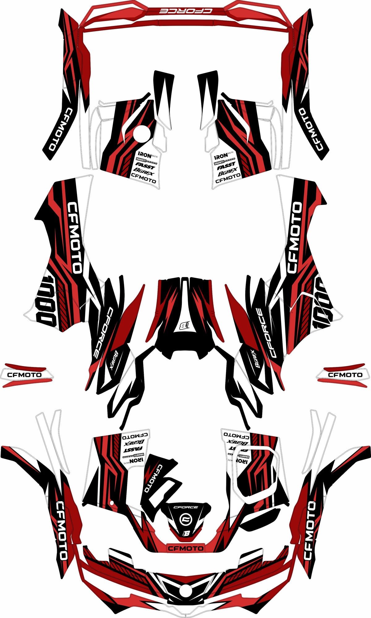 Red Graphix CFMOTO CFORCE G3 FULL GRAPHICS KIT ''FUSION RED'' DESIGN – bling graphix