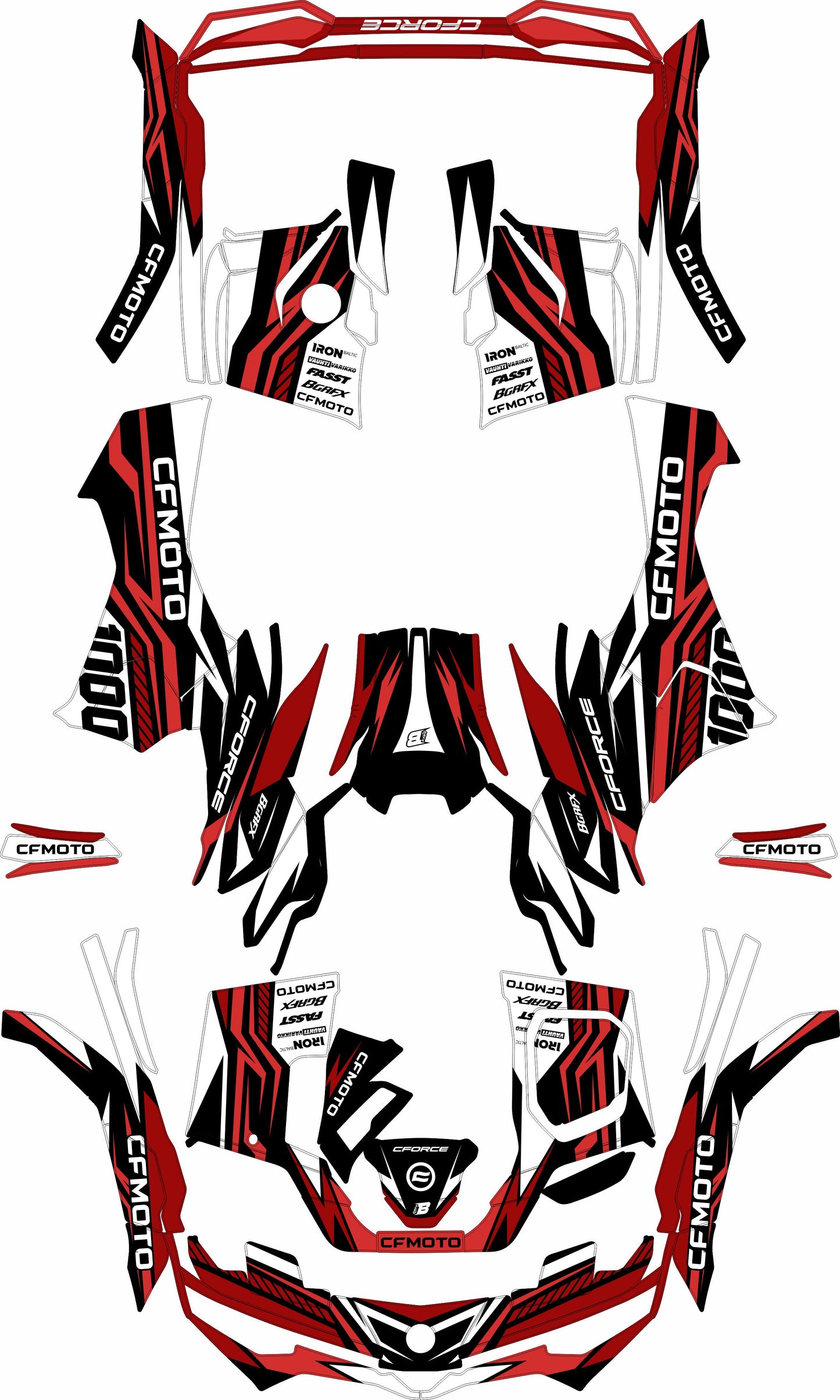 CFMOTO CFORCE G3 FULL GRAPHICS KIT ''FUSION RED'' DESIGN