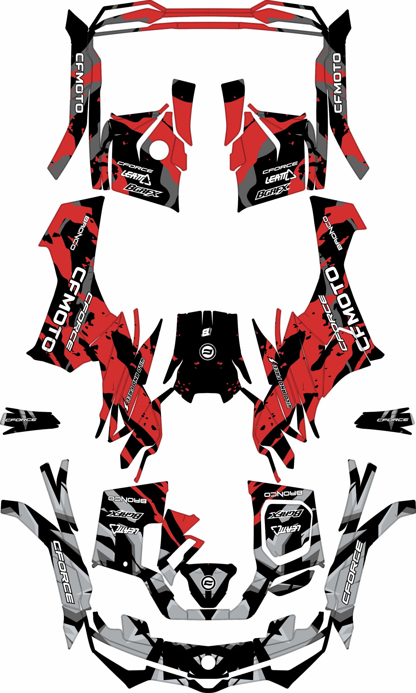 CFMOTO CFORCE G3 FULL GRAPHICS KIT ''CAMED RED'' DESIGN