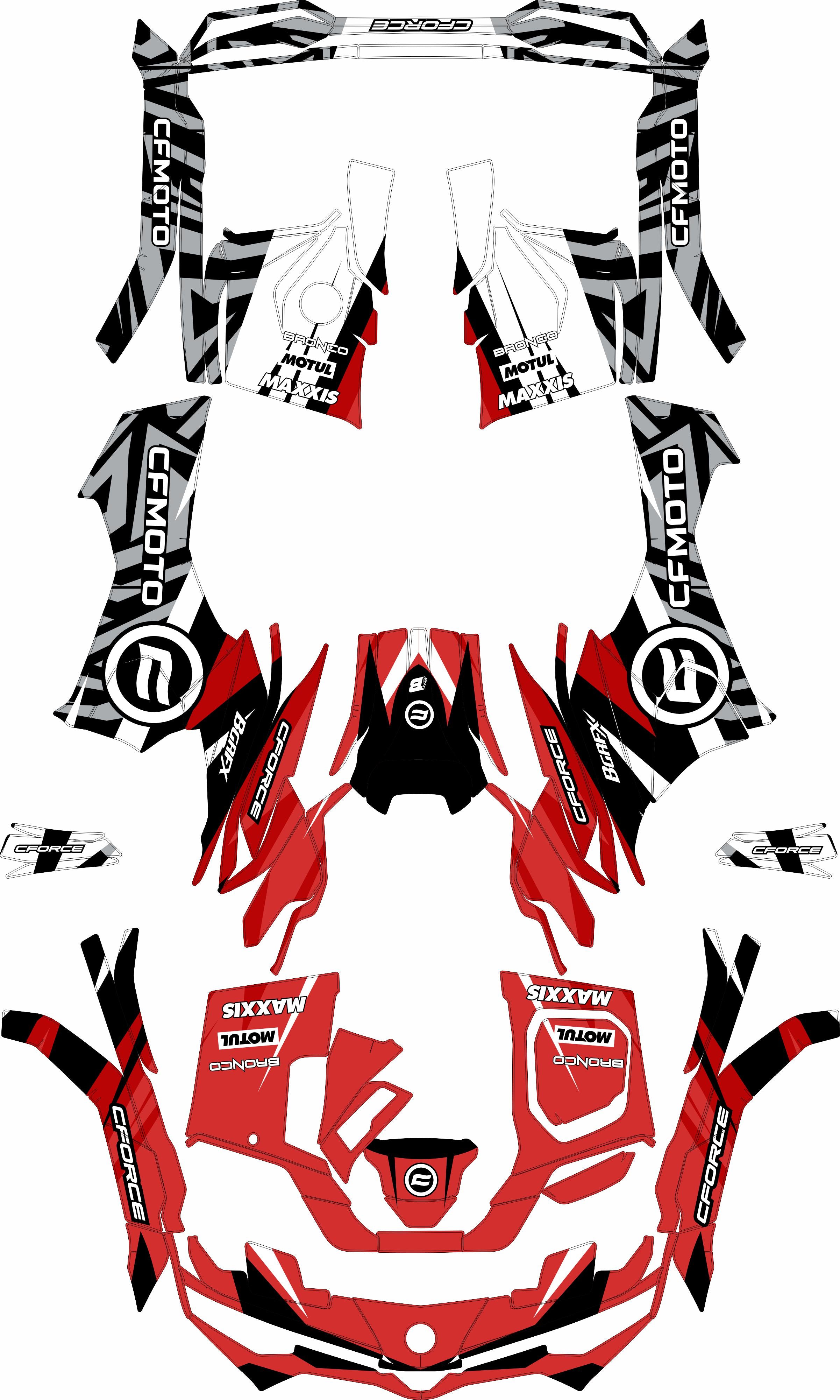 CFMOTO CFORCE G3 FULL GRAPHICS KIT ''PULSED RED'' DESIGN – bling graphix