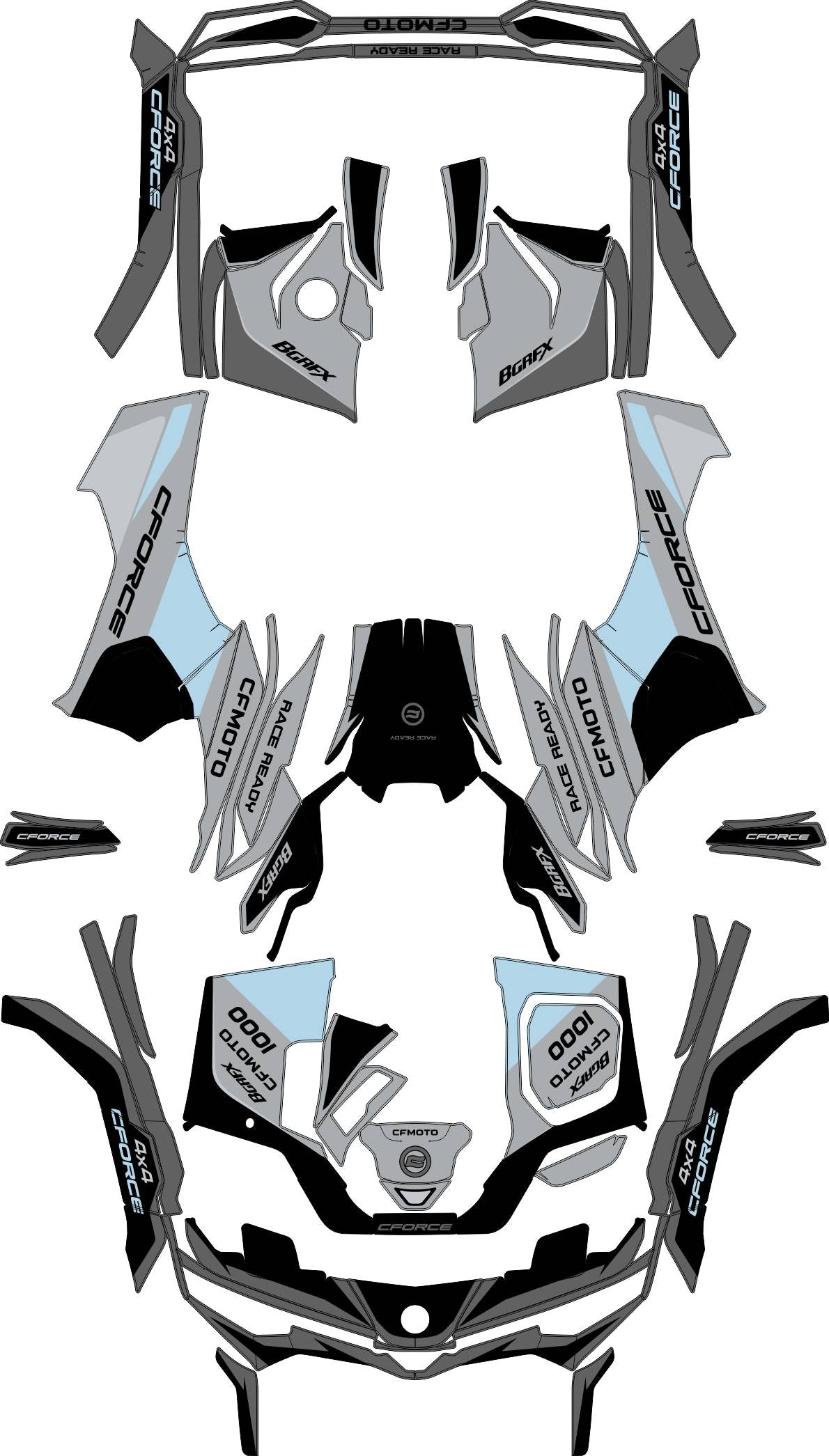 CFMOTO CFORCE G3 FULL GRAPHICS KIT ''RESERVE GREY'' DESIGN