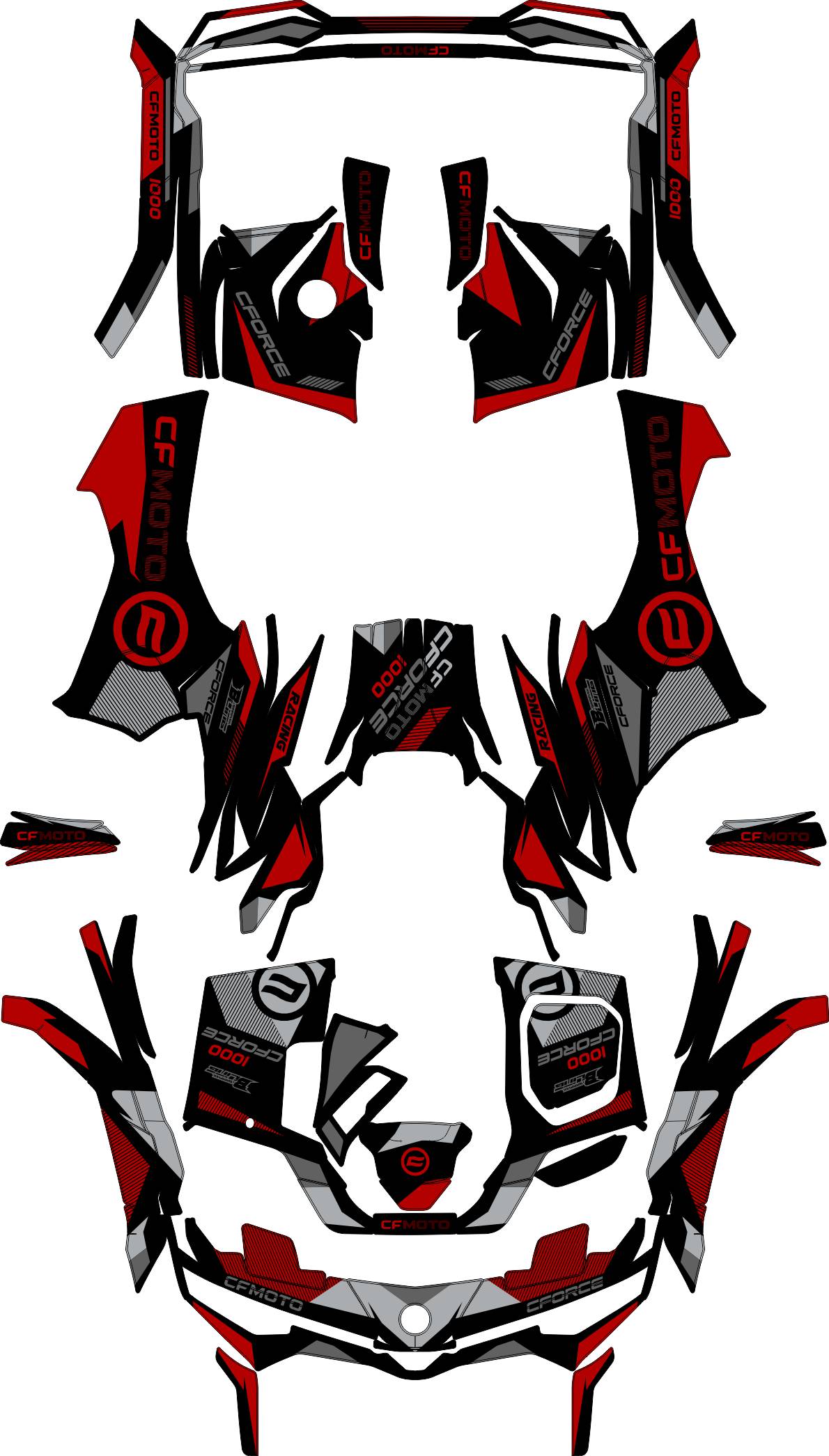 CFMOTO CFORCE G3 FULL GRAPHICS KIT ''TRAFIC RED'' DESIGN