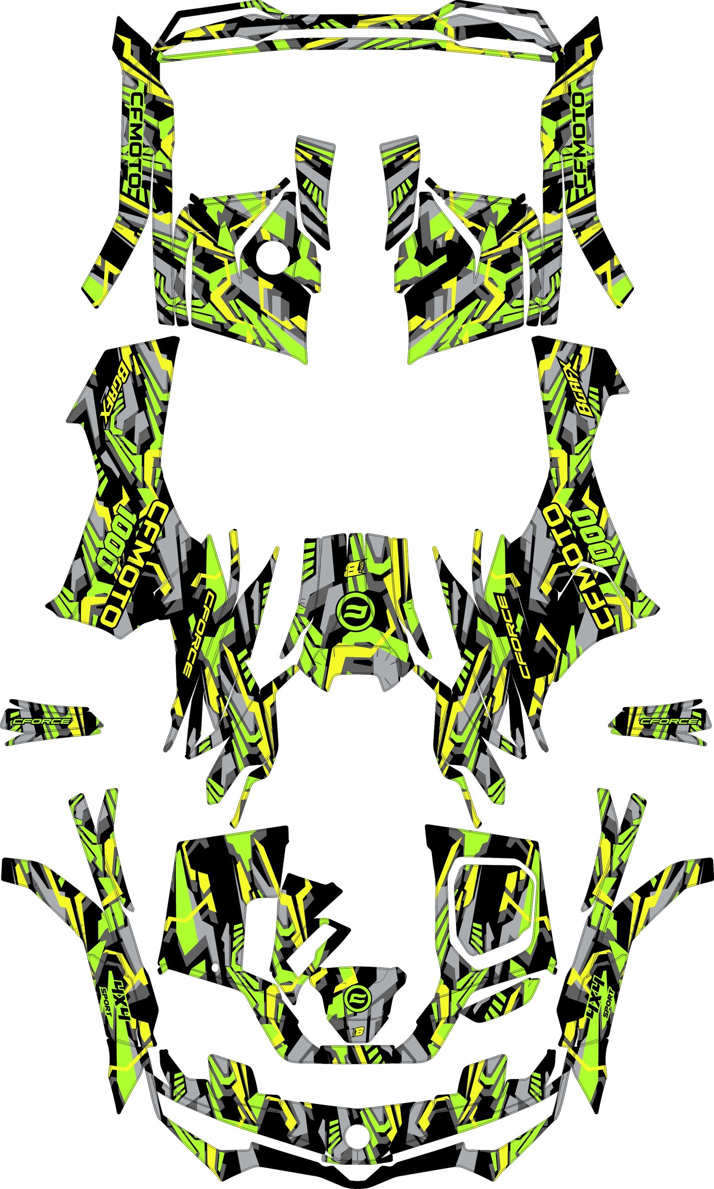 CFMOTO CFORCE G3 FULL GRAPHICS KIT ''TRANCED LIME'' DESIGN