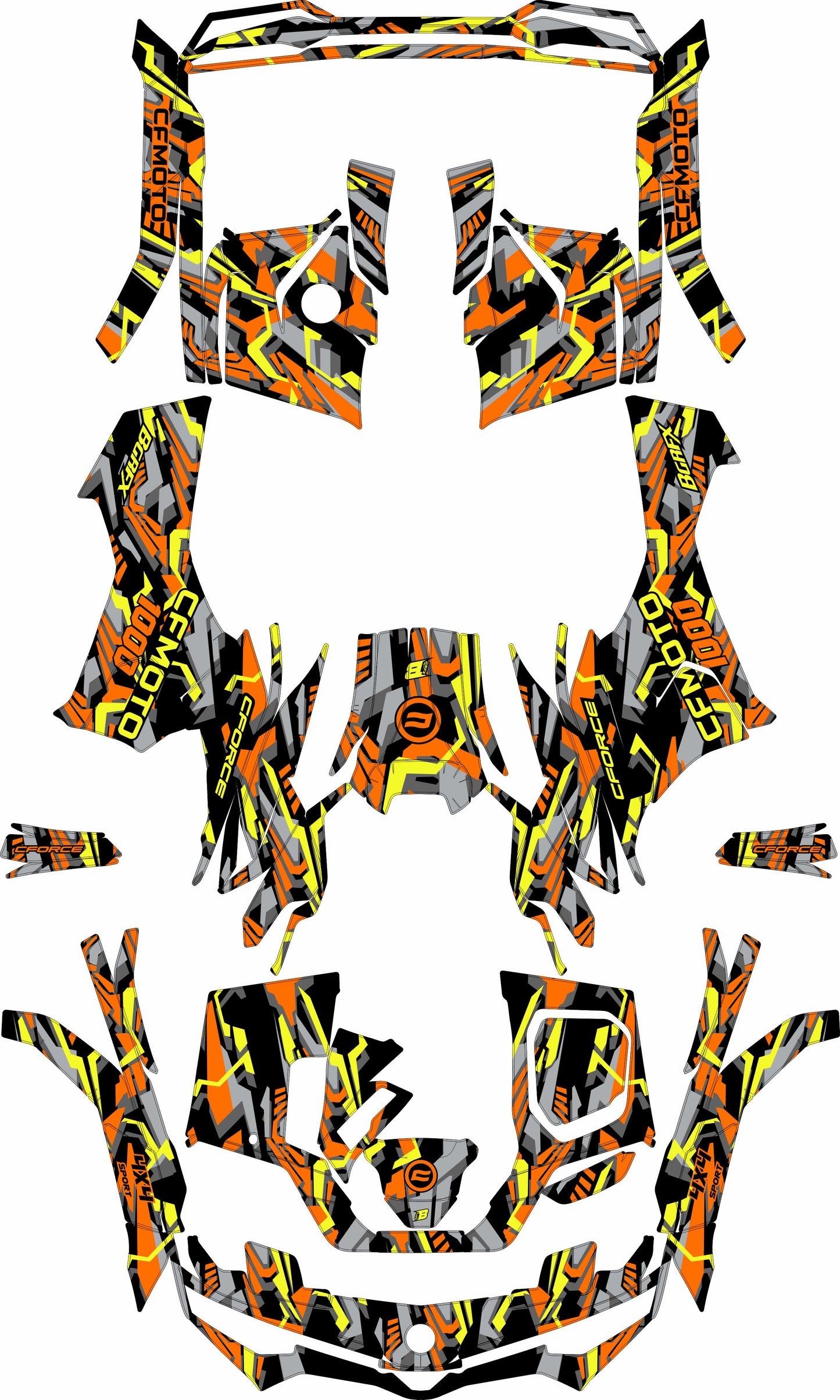 CFMOTO CFORCE G3 FULL GRAPHICS KIT ''TRANCED ORANGE'' DESIGN