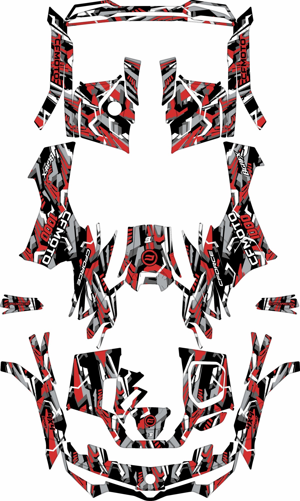 Red Graphix CFMOTO CFORCE G3 FULL GRAPHICS KIT ''TRANCED RED'' DESIGN – bling graphix