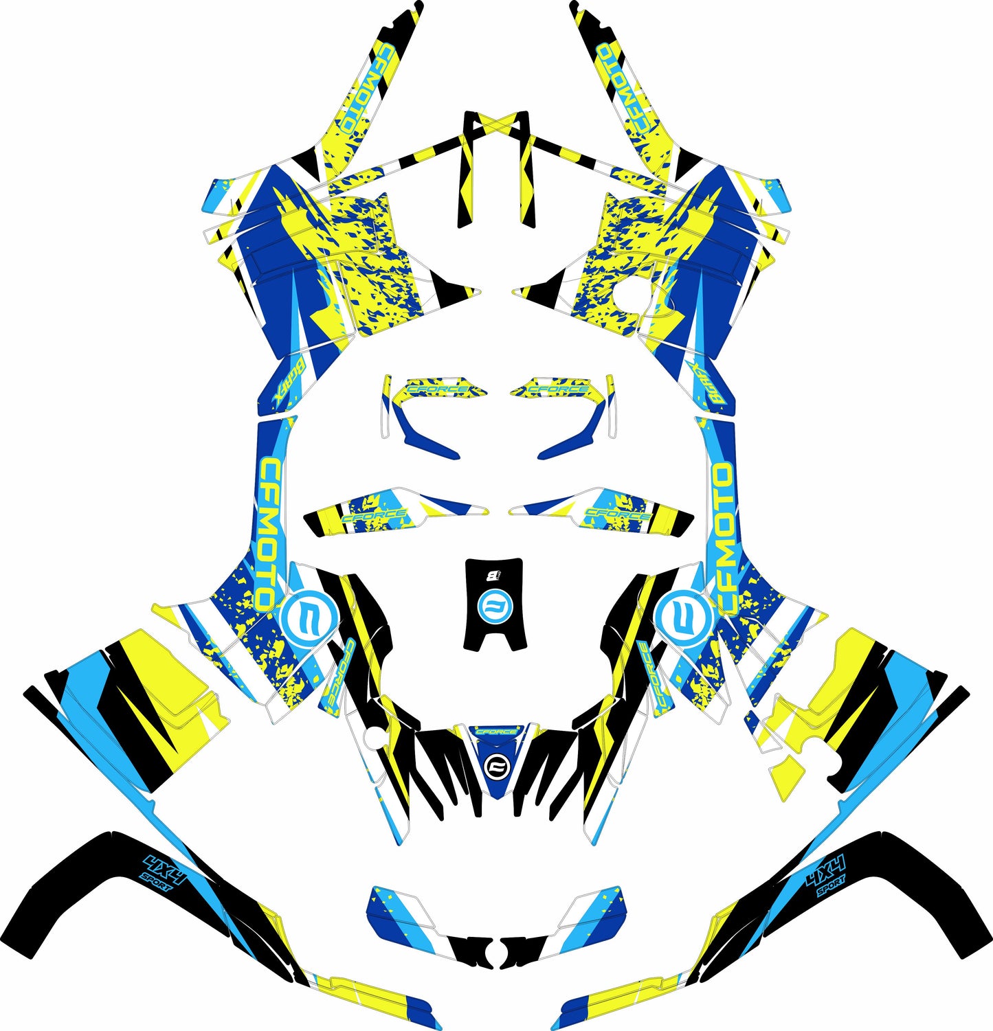 CFMOTO CFORCE G2 FULL GRAPHICS KIT ''SHRED BLUE'' DESIGN