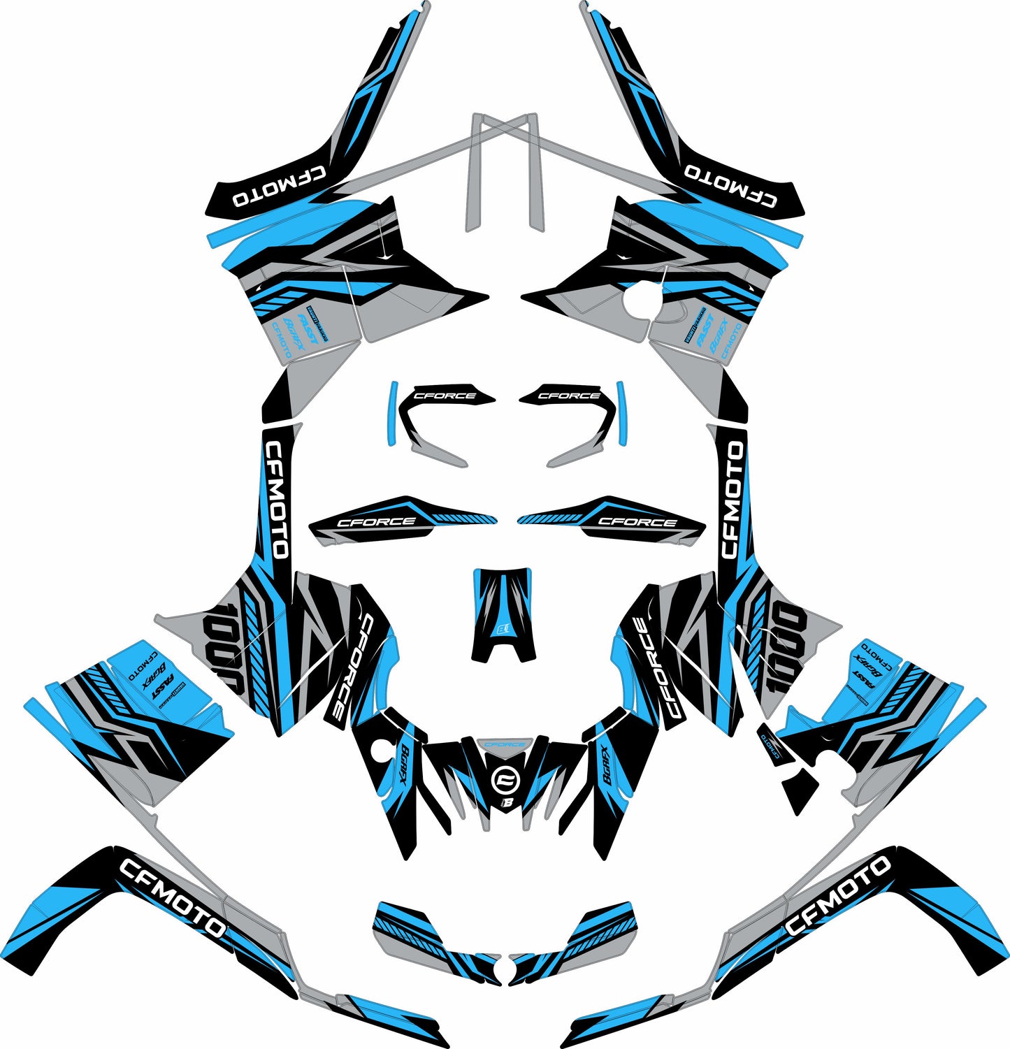 CFMOTO CFORCE G2 FULL GRAPHICS KIT ''FUSION LIGHT BLUE'' DESIGN