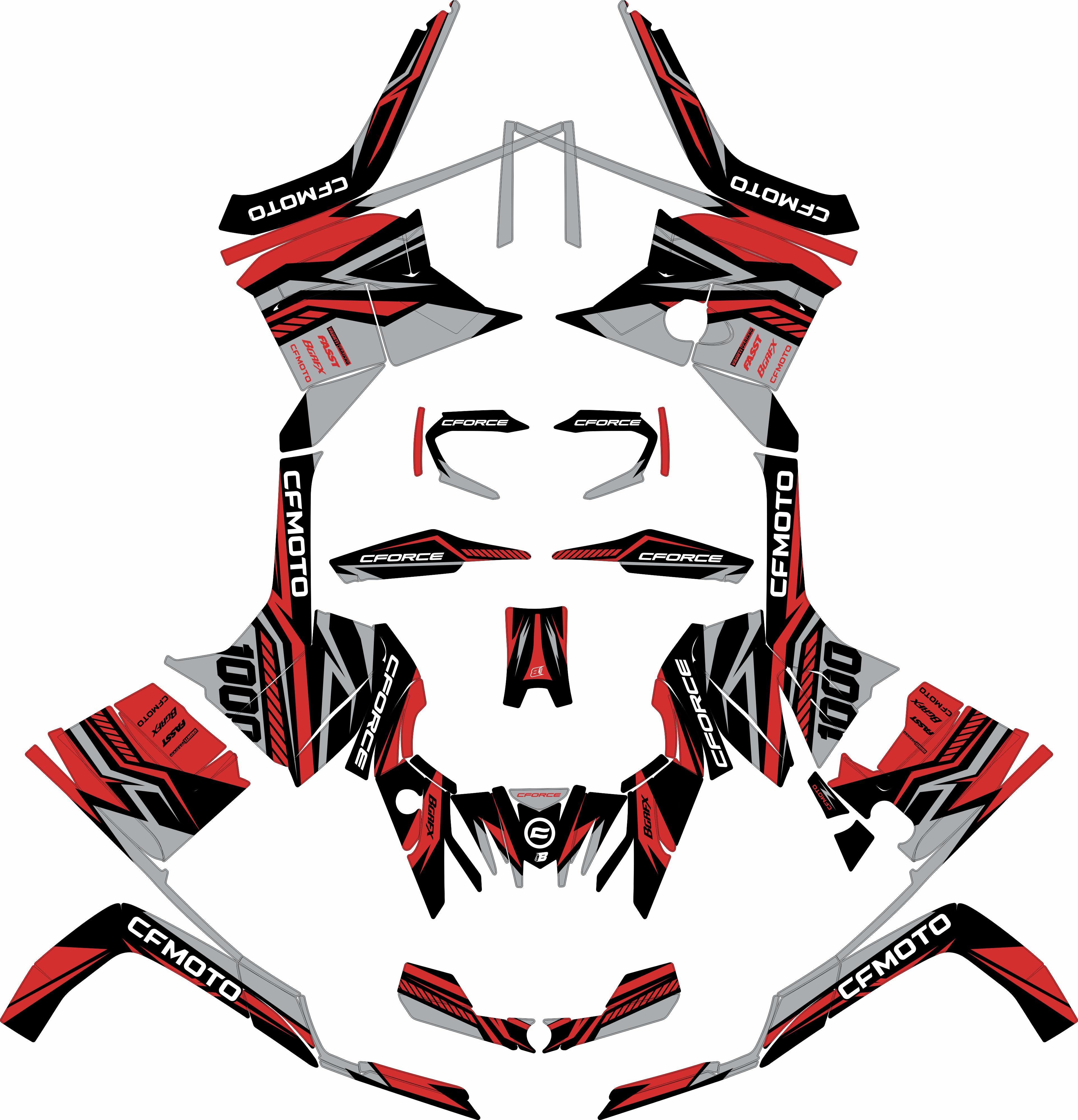 Red Graphix CFMOTO CFORCE G2 FULL GRAPHICS KIT ''FUSION RED'' DESIGN – bling graphix