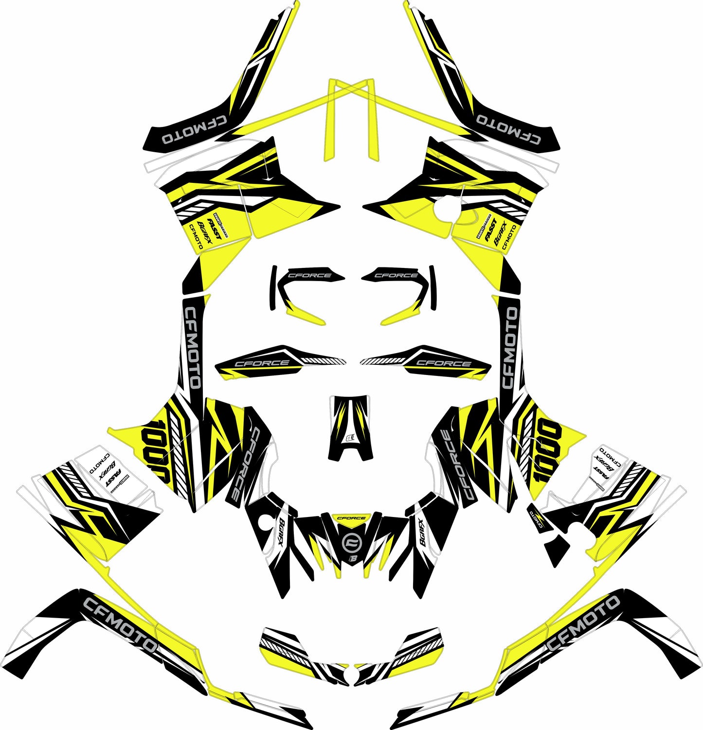 CFMOTO CFORCE G2 FULL GRAPHICS KIT ''FUSION YELLOW'' DESIGN