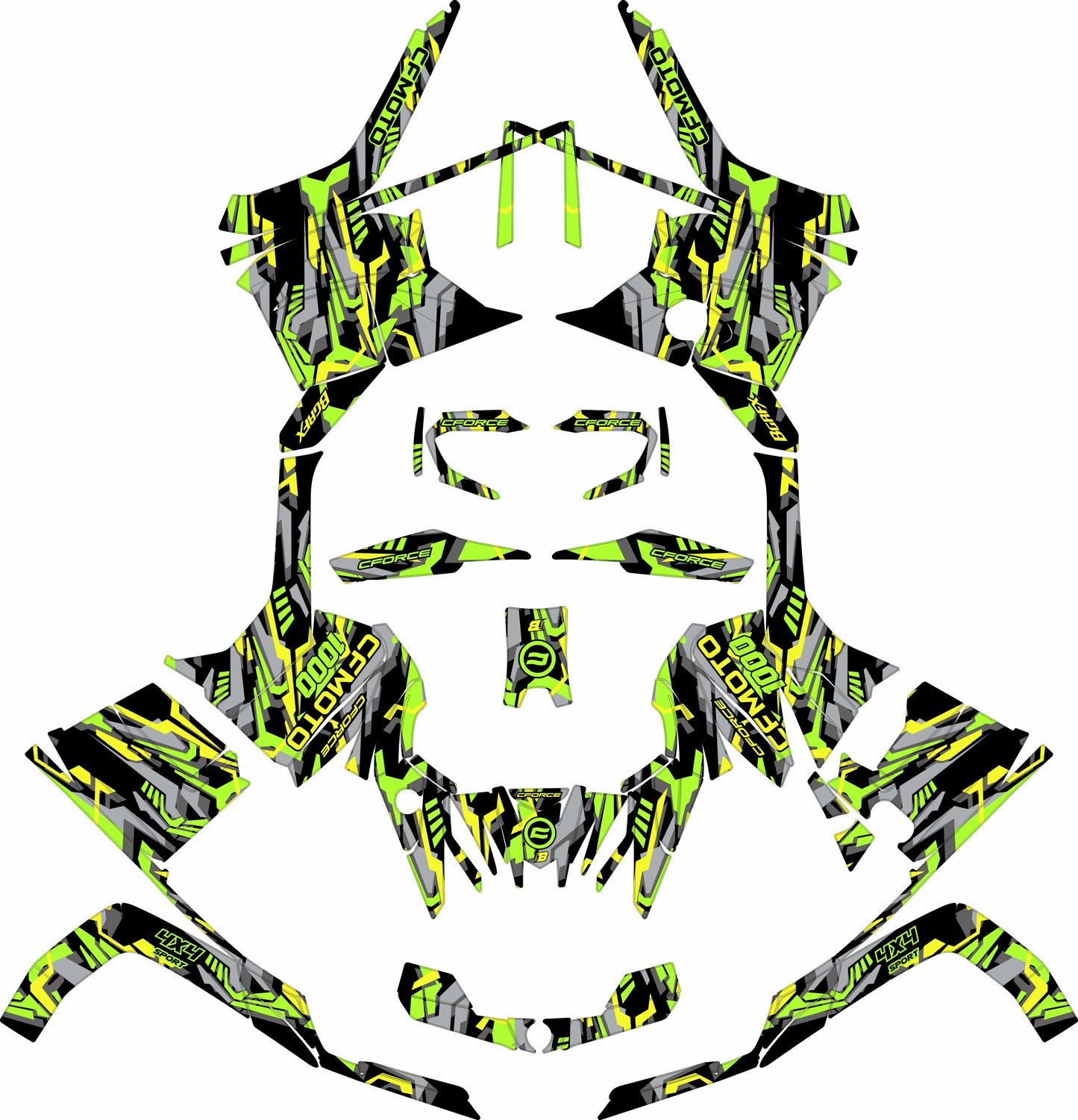 CFMOTO CFORCE G2 FULL GRAPHICS KIT ''TRANCED LIME'' DESIGN