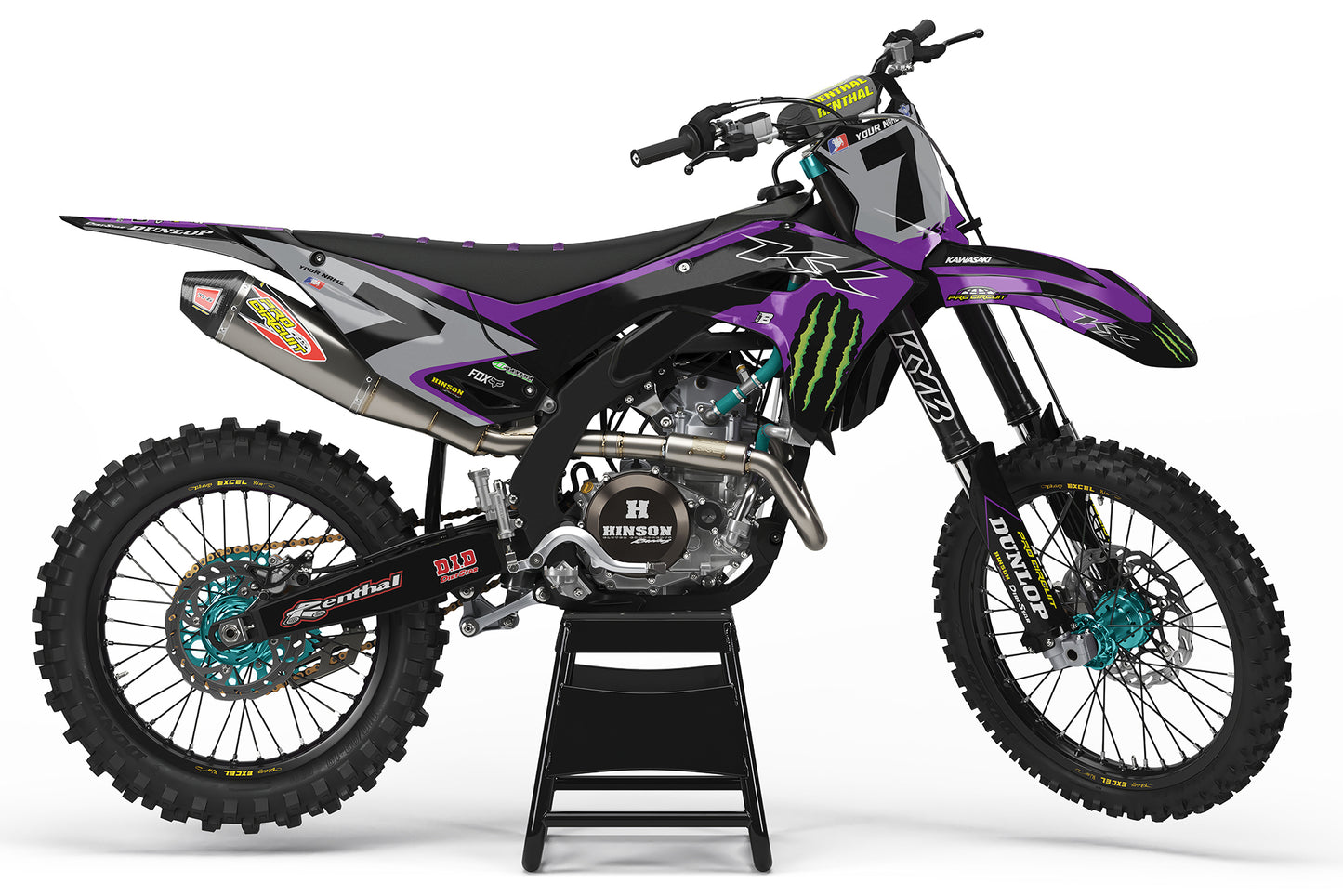 GRAPHICS KIT FOR KAWASAKI ''FACTORED PURPLE'' DESIGN