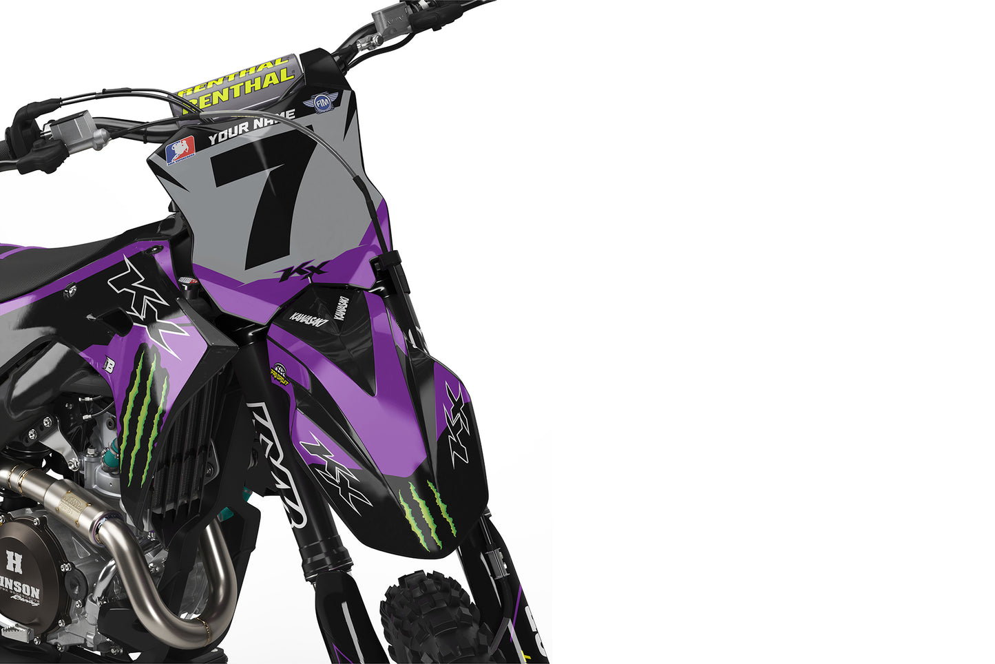 GRAPHICS KIT FOR KAWASAKI ''FACTORED PURPLE'' DESIGN