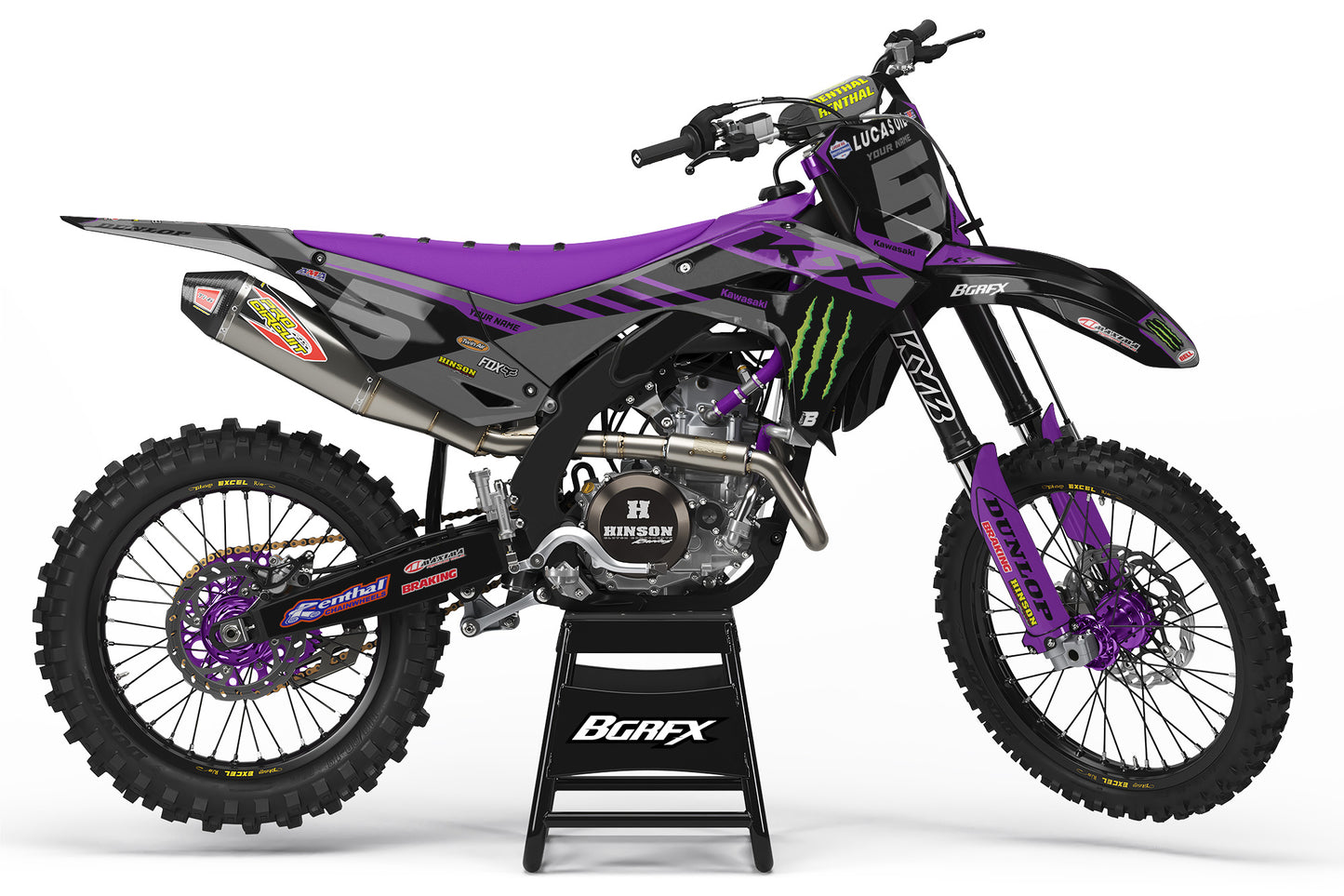 GRAPHICS KIT FOR KAWASAKI ''ATTACK PURPLE'' DESIGN