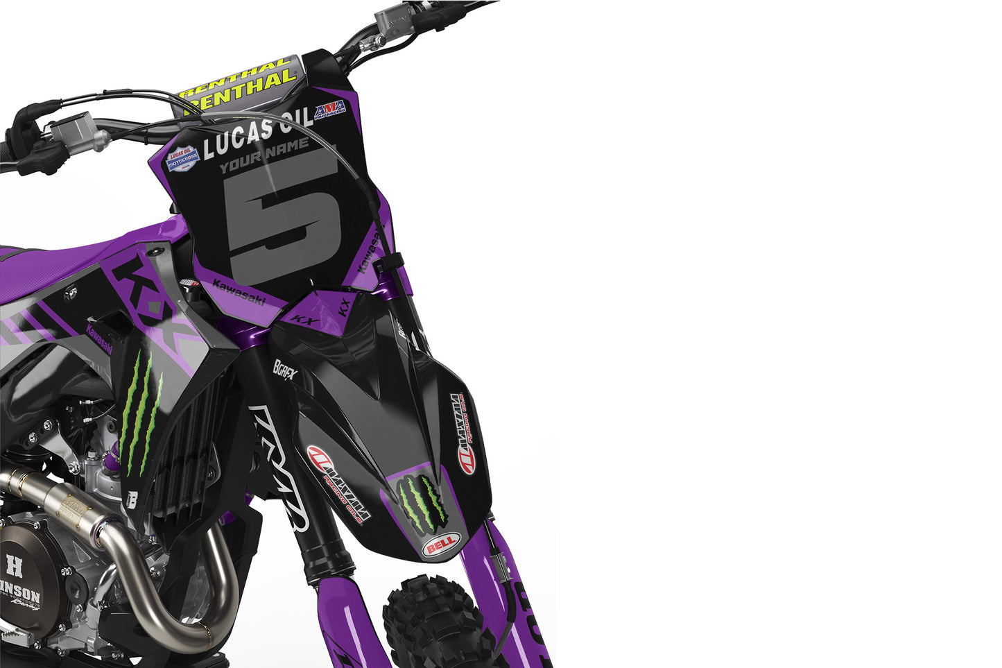 GRAPHICS KIT FOR KAWASAKI ''ATTACK PURPLE'' DESIGN