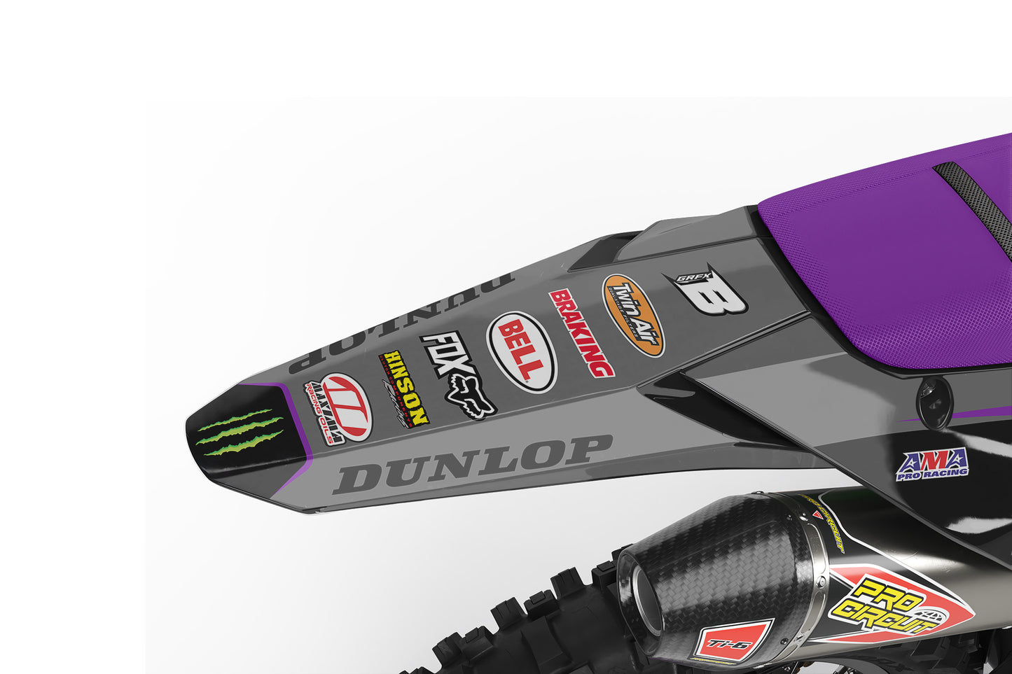 GRAPHICS KIT FOR KAWASAKI ''ATTACK PURPLE'' DESIGN