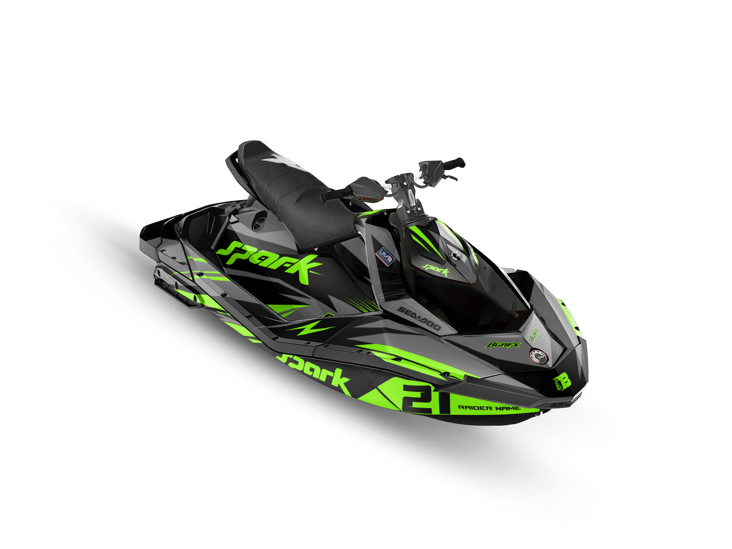 SEA-DOO SPARK 2014-2023 FULL GRAPHICS KIT "ATTACK GREEN" DESIGN