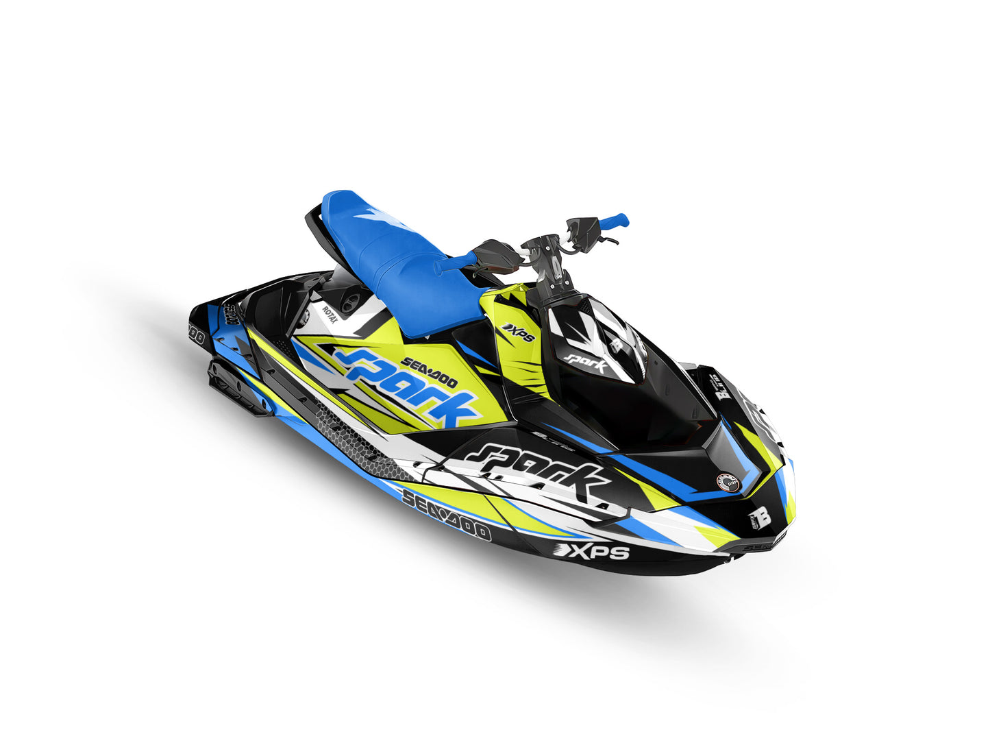 SEA-DOO SPARK 2014-2023 FULL GRAPHICS KIT "FACTORY V1 FLUO YELLOW" DESIGN