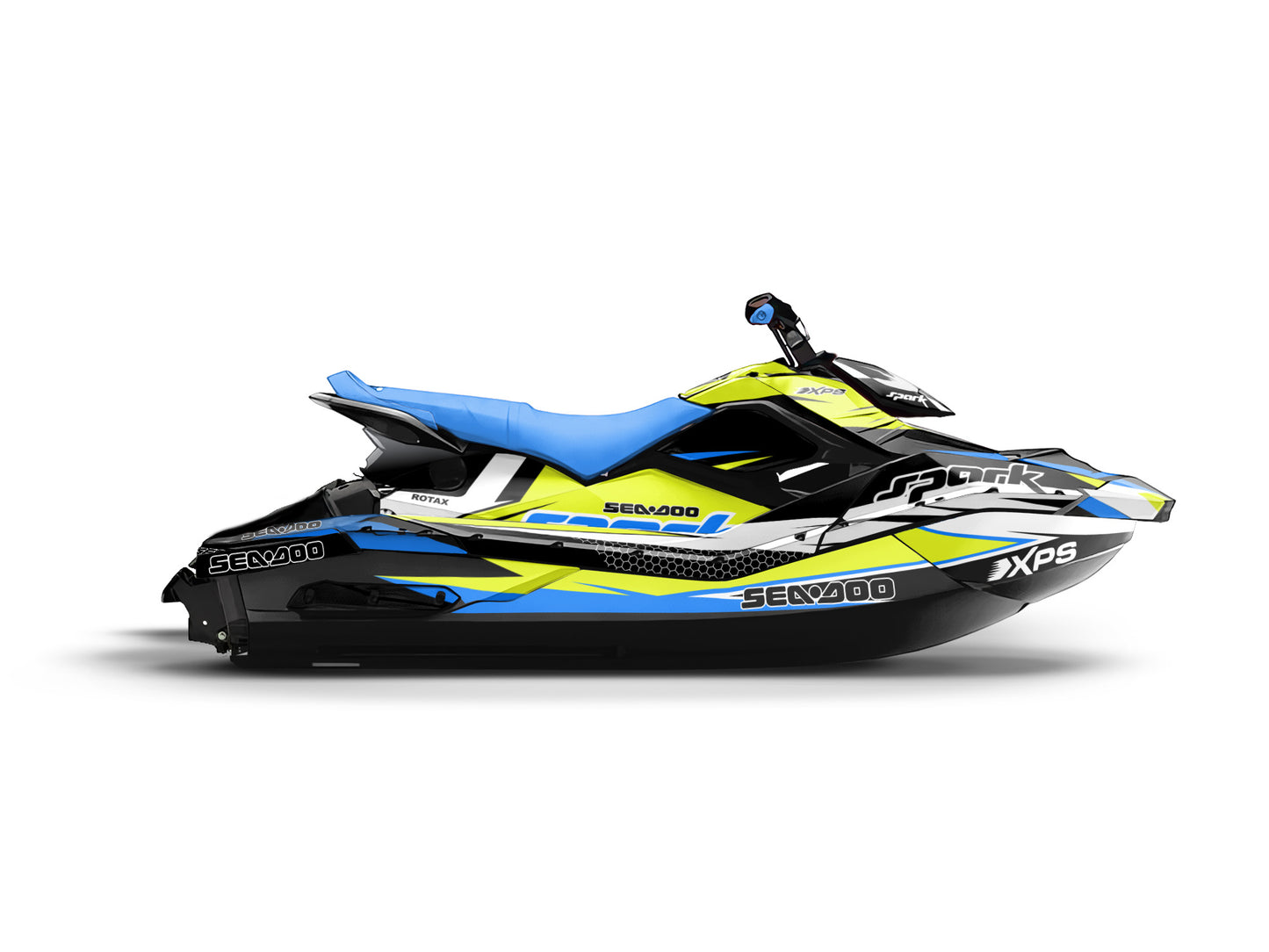 SEA-DOO SPARK 2014-2023 FULL GRAPHICS KIT "FACTORY V1 FLUO YELLOW" DESIGN