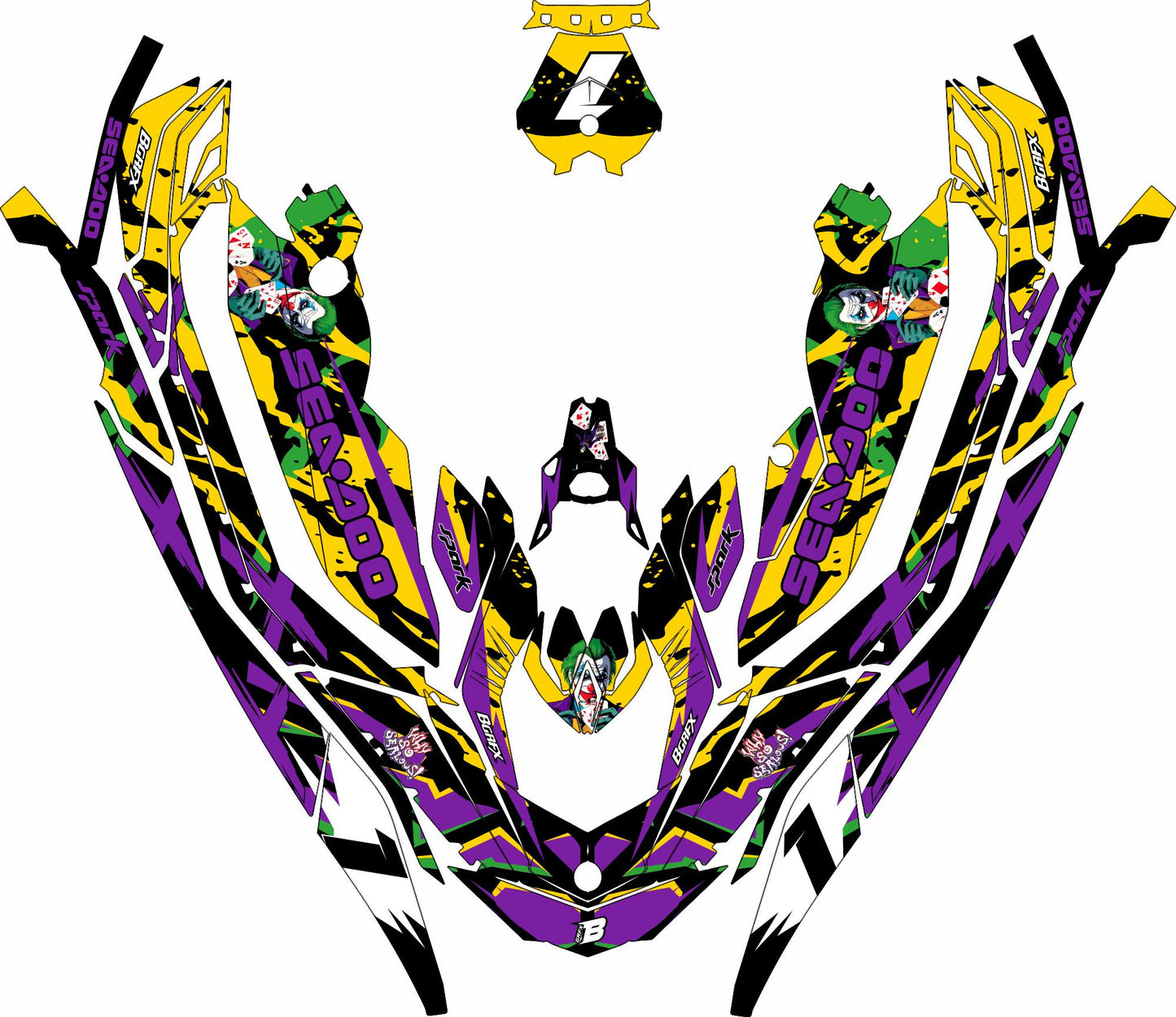SEA-DOO SPARK 2014-2023 FULL GRAPHICS KIT "JOKER YELLOW" DESIGN