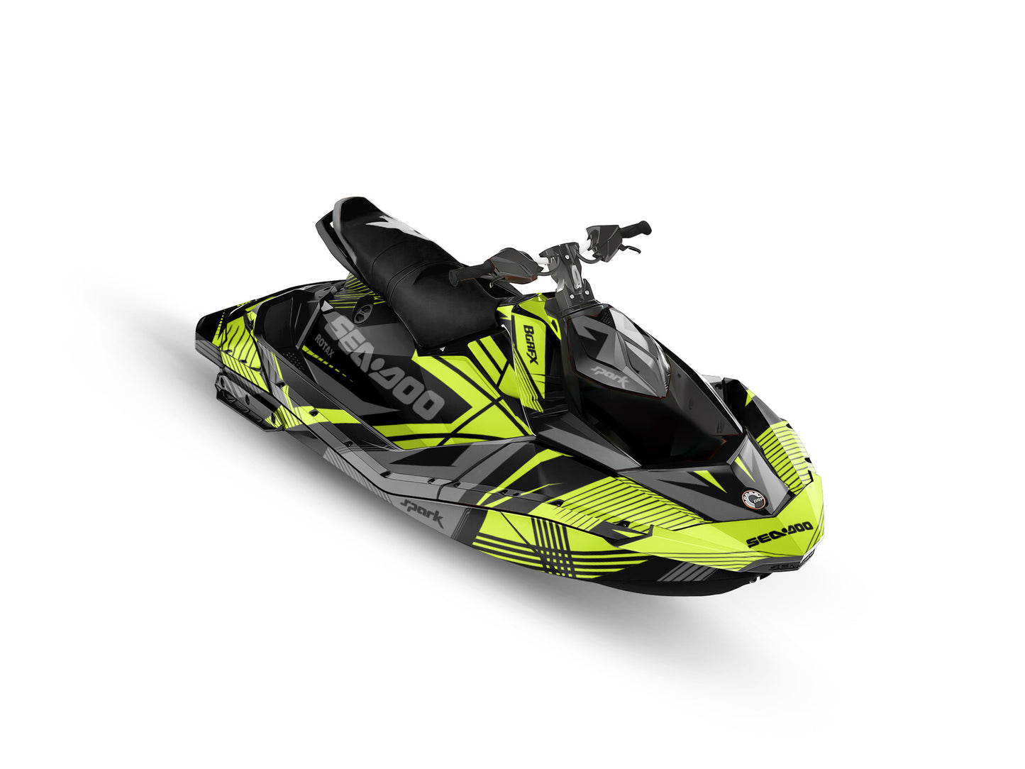 SEA-DOO SPARK 2014-2023 FULL GRAPHICS KIT "LINED LIME GREEN" DESIGN